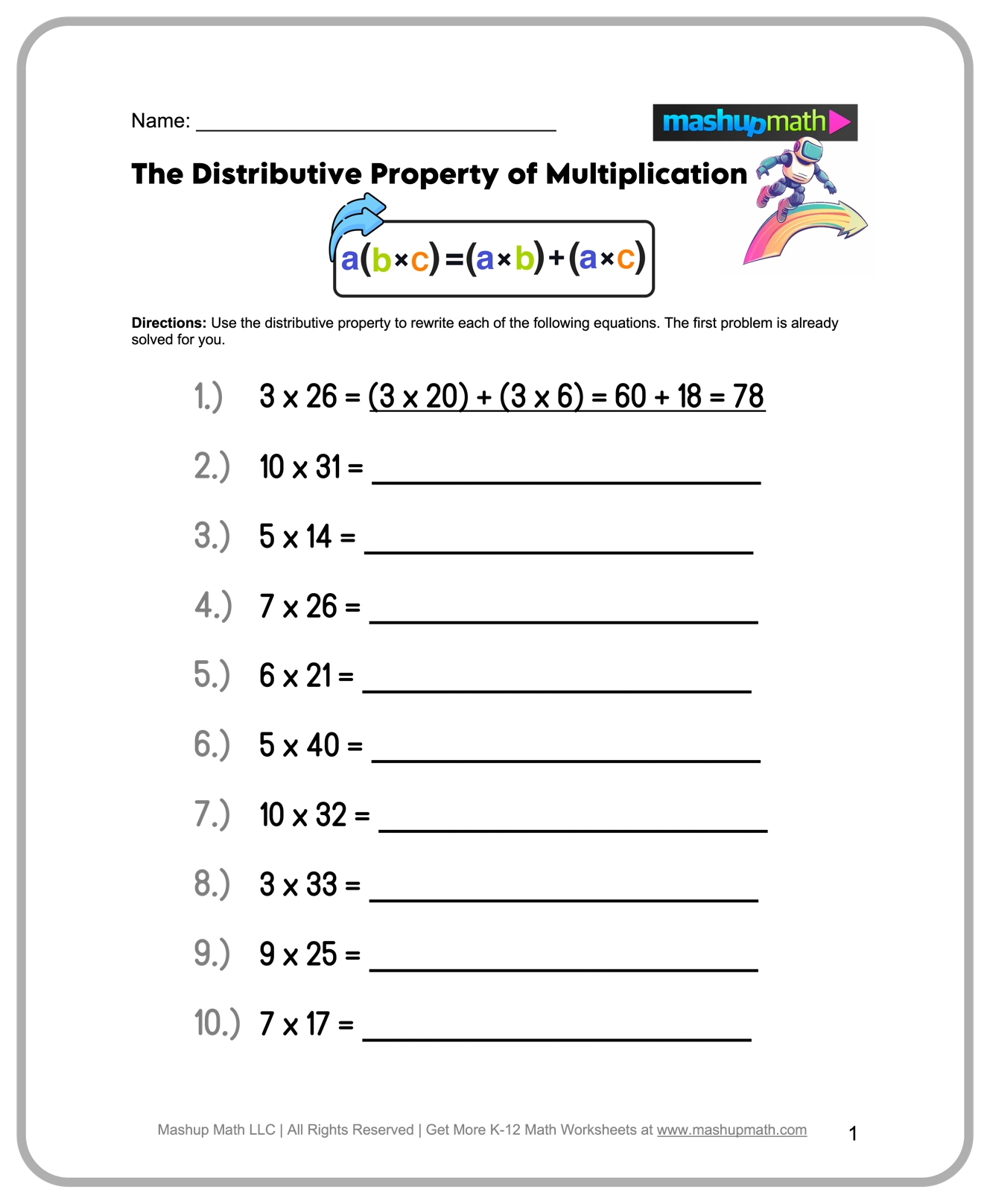 Free 4th Grade Math Worksheets Printable Mashup Math