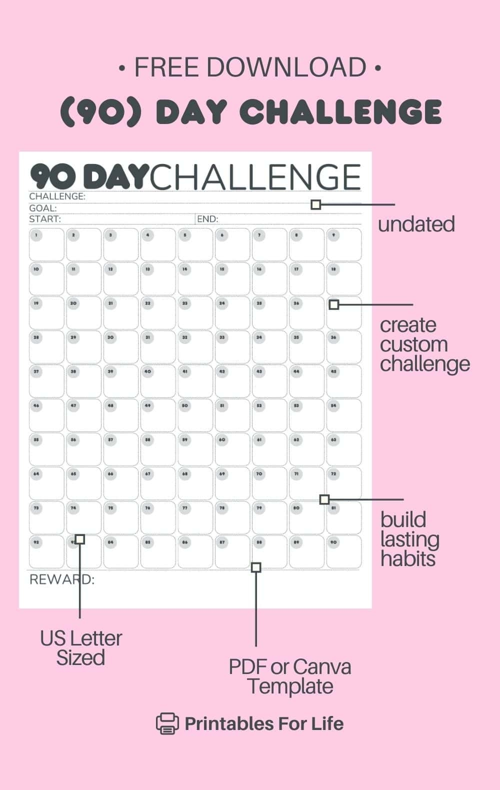 90 Day Printable Calendar