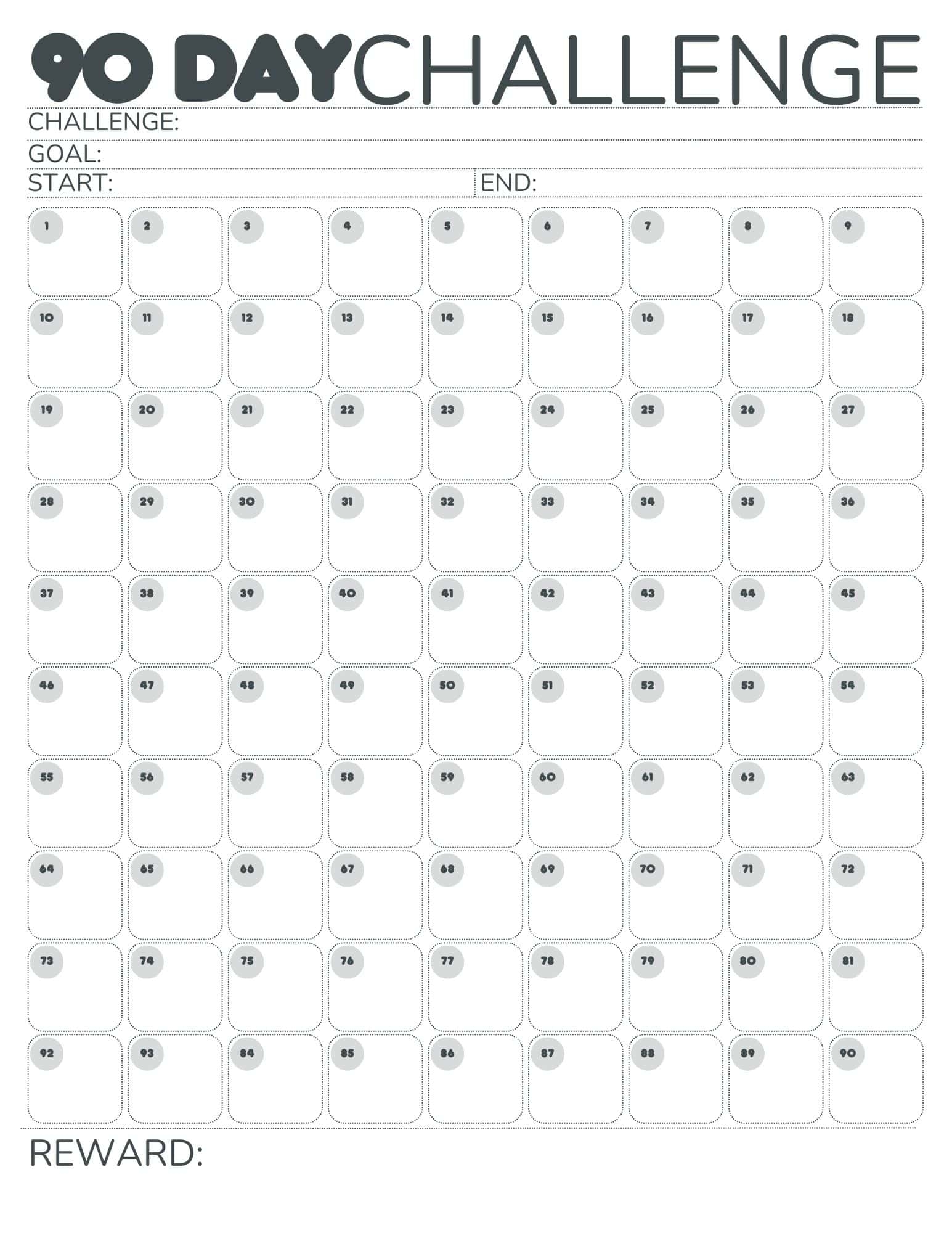 90 Day Printable Calendar