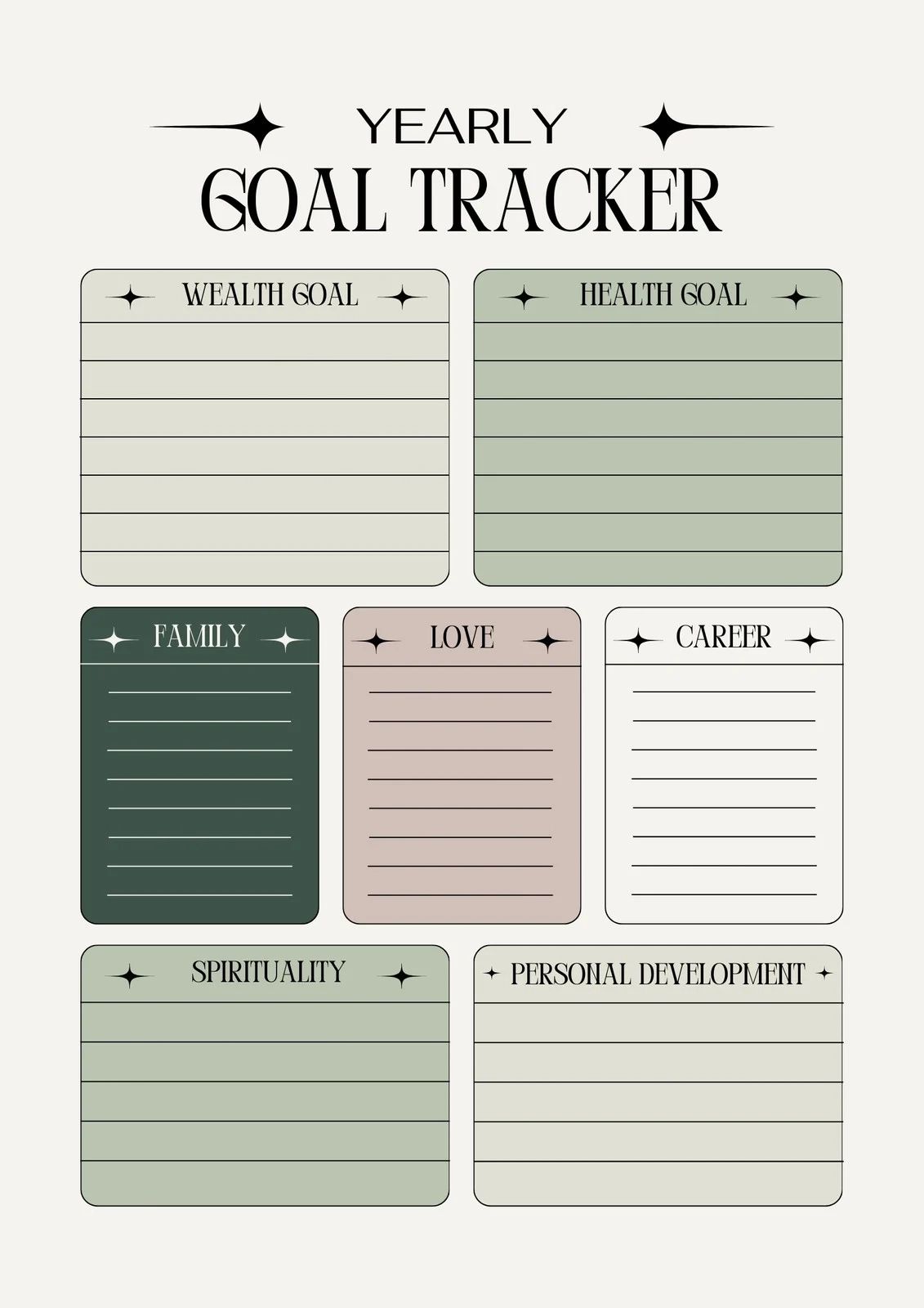 Free And Customizable Goals Templates