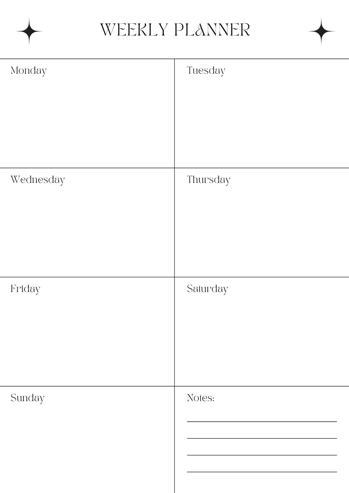 Weekly Planner Sheets Printable