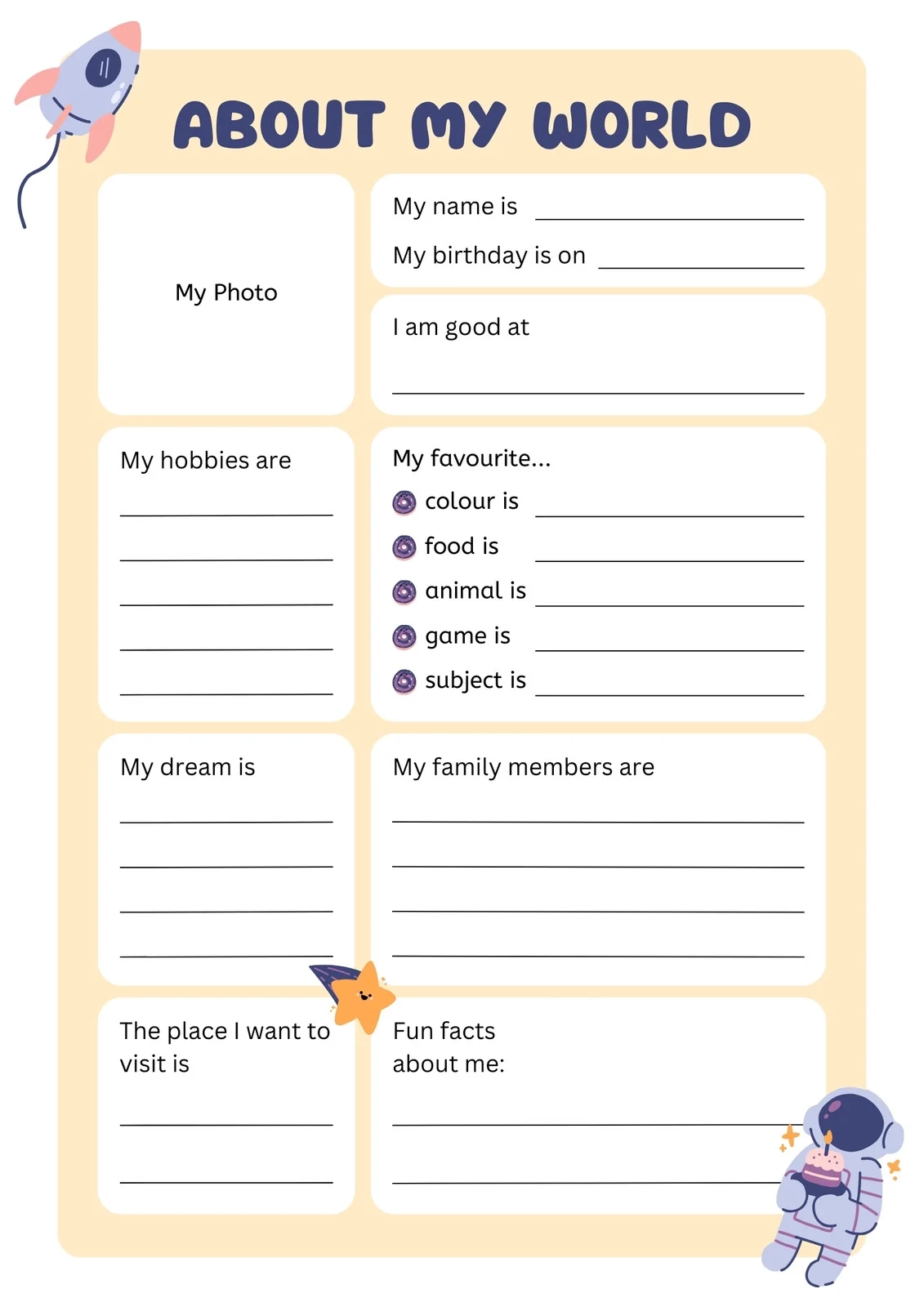 Free And Printable All About Me Worksheet Templates Canva Free And Printable All About Me Worksheet Templates Canva