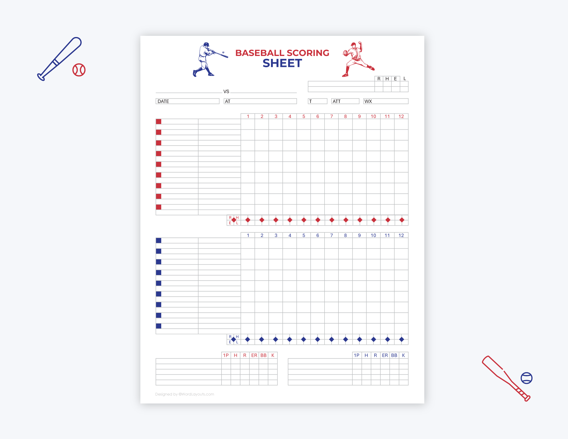 Printable Baseball Scorebook Sheets Printable Baseball Scorebook Sheets