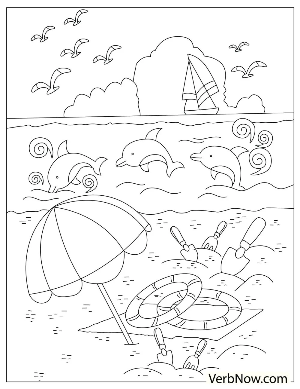 Free Beach Coloring Pages For Download Printable PDF 