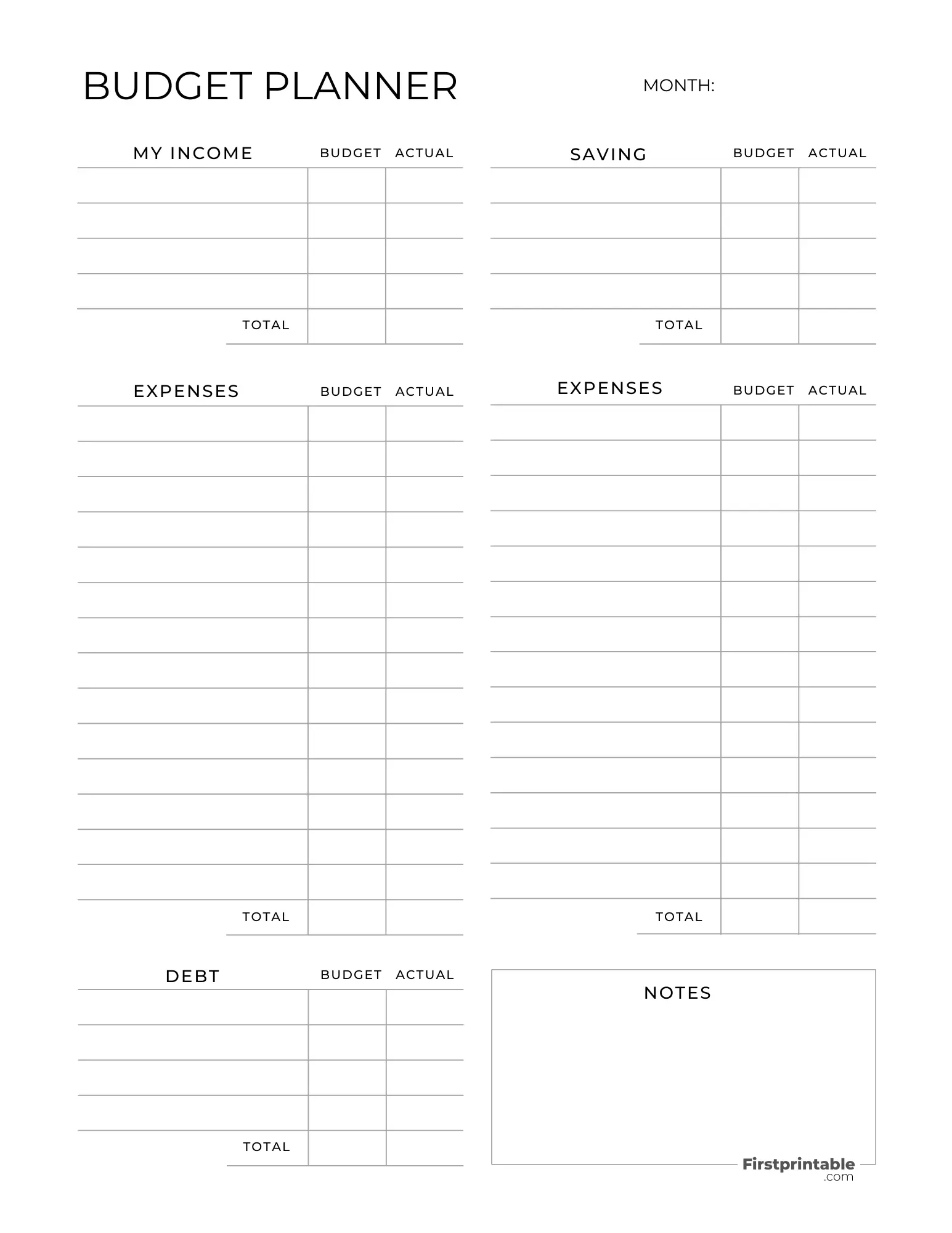 Free Budget Planner Templates Printable Fillable