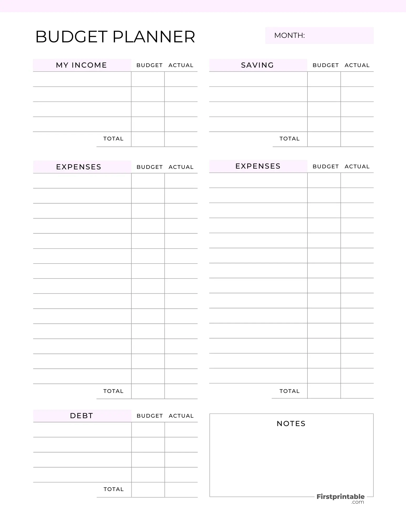 Monthly Budget Calendar Printable