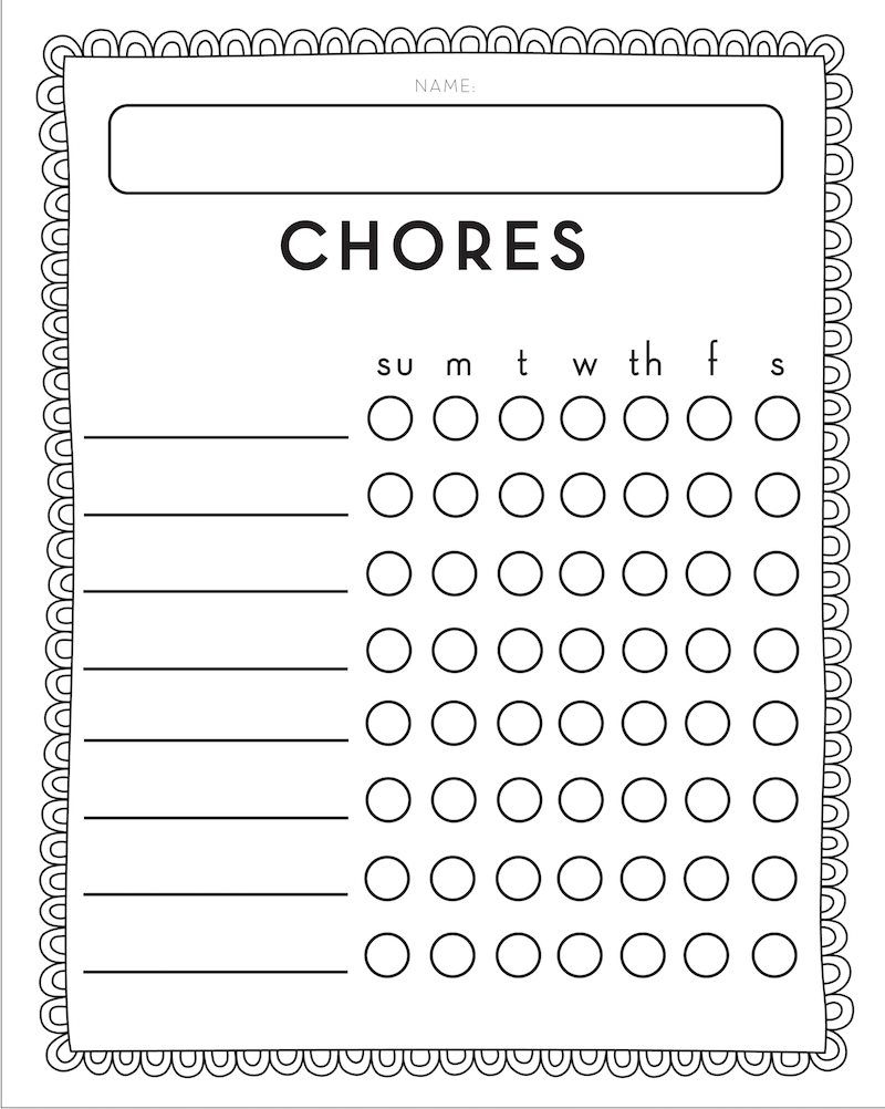 Chore Chart Printable Pdf