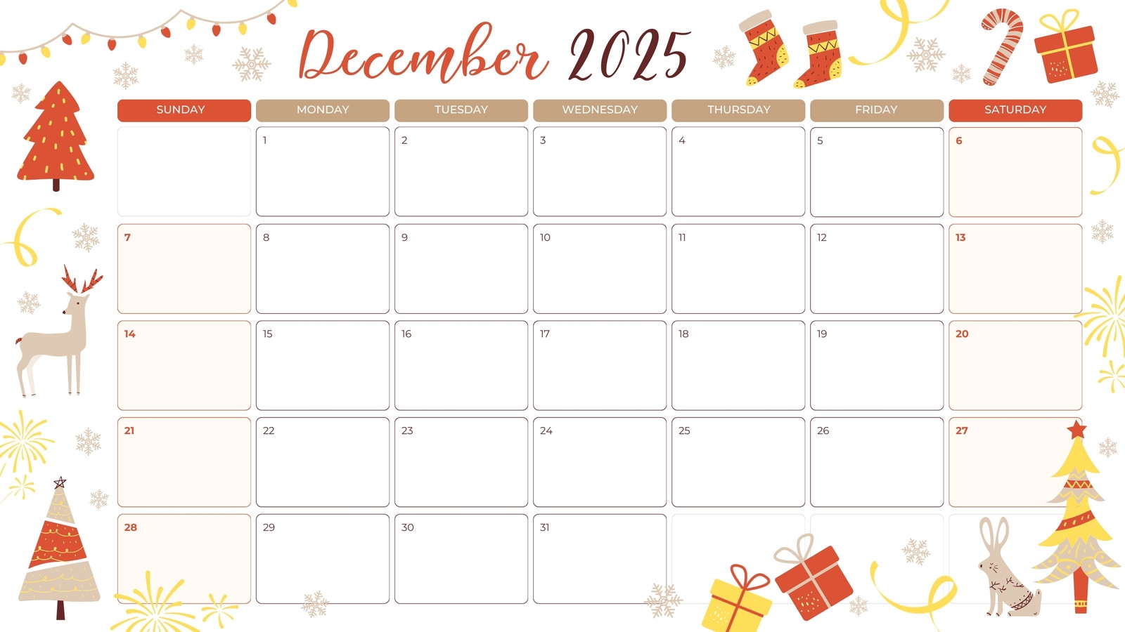 Free Custom Printable Christmas Calendar Templates Canva