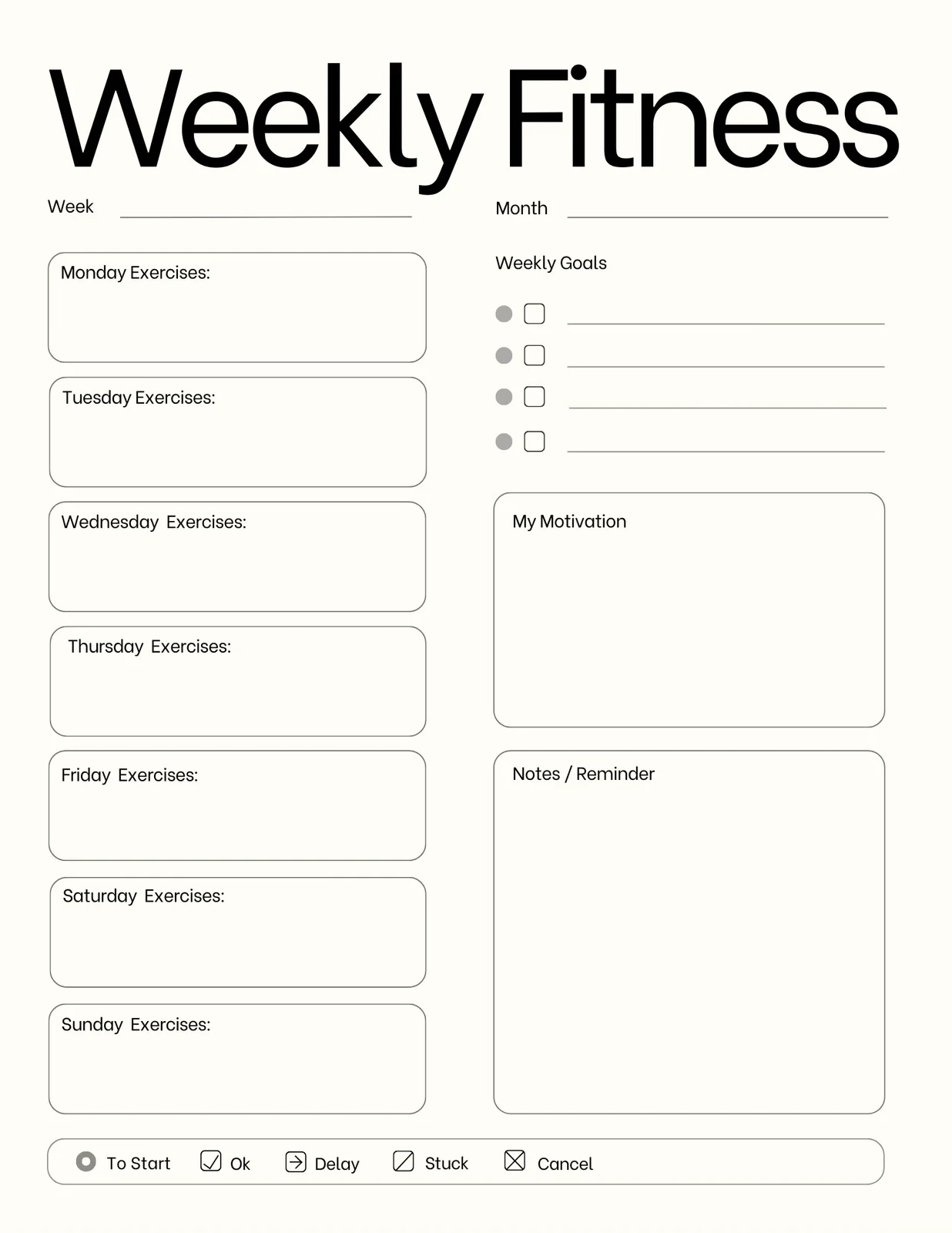 Free Custom Printable Workout Planner Templates Online Canva