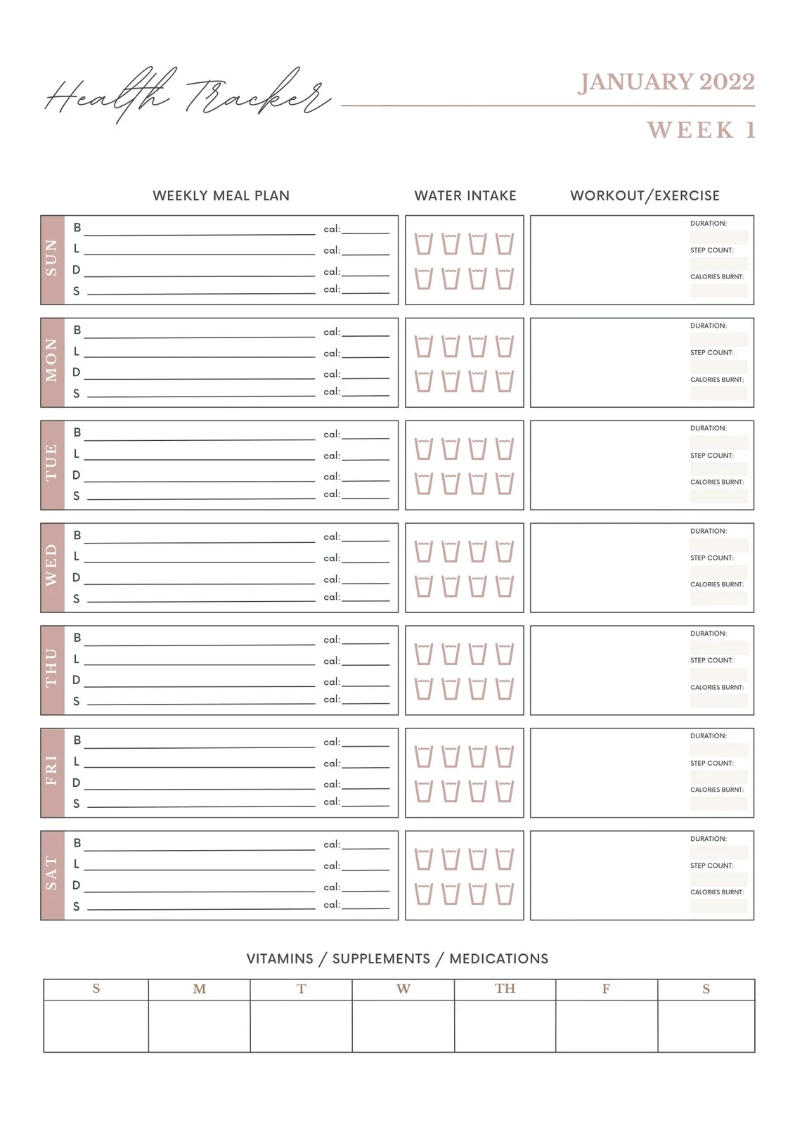 Free Custom Printable Workout Planner Templates Online Canva