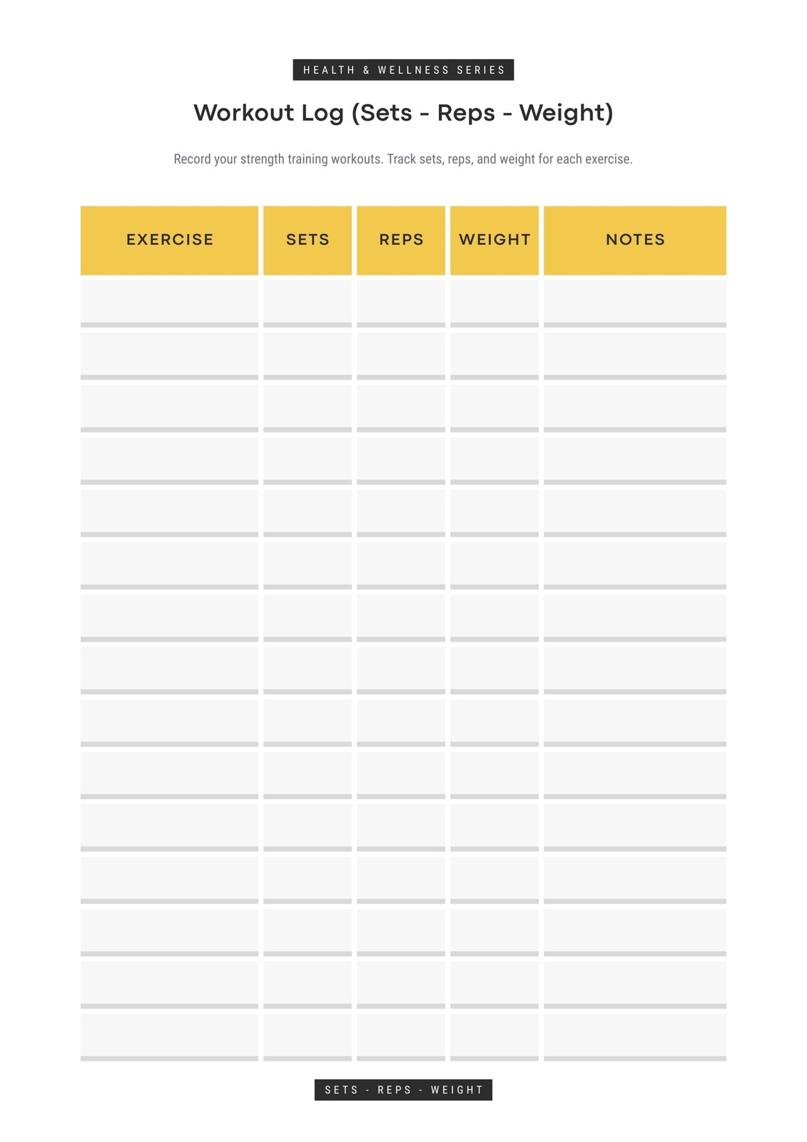 Exercise Tracking Chart Printable