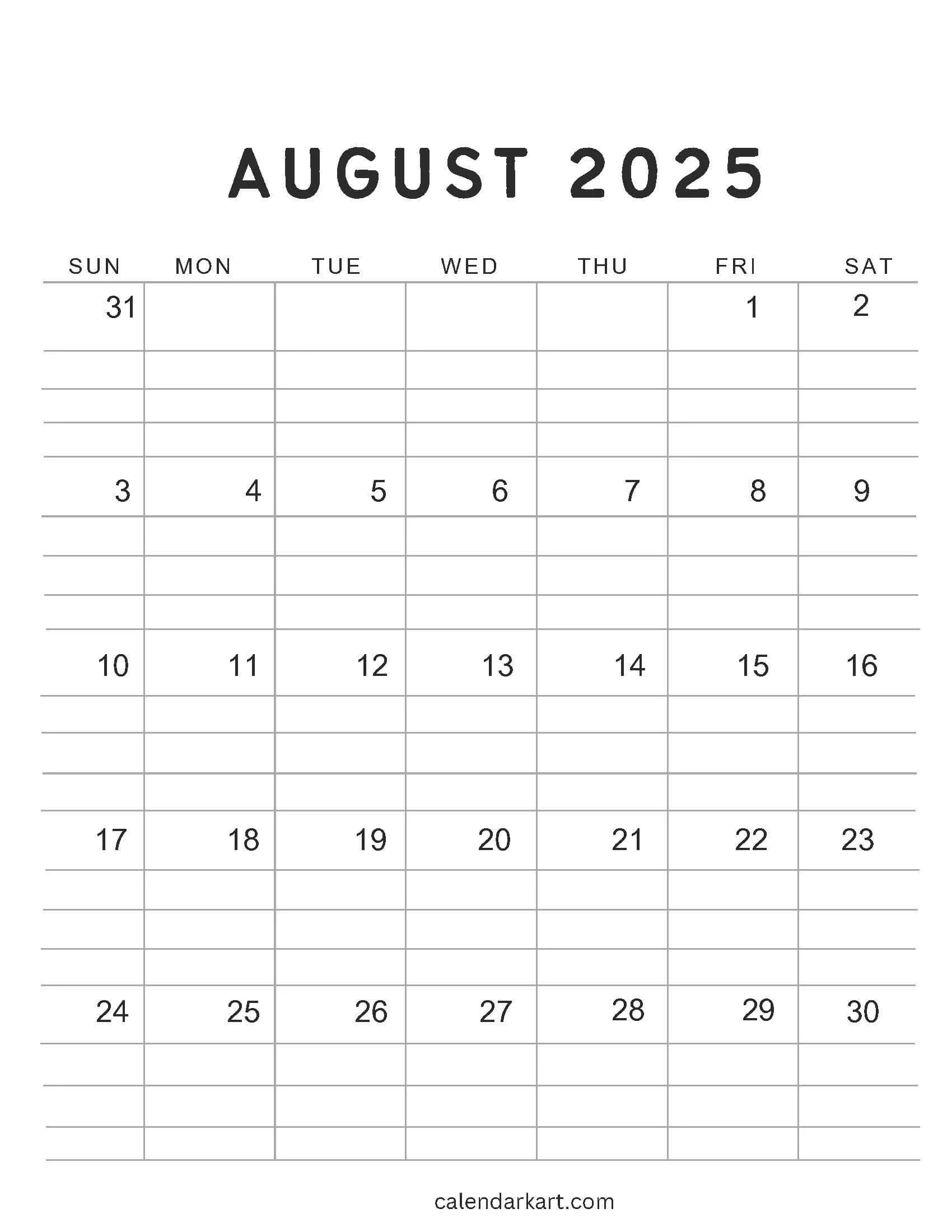 Free Cute Printable August 2025 Calendars CalendarKart Free Cute Printable August 2025 Calendars CalendarKart