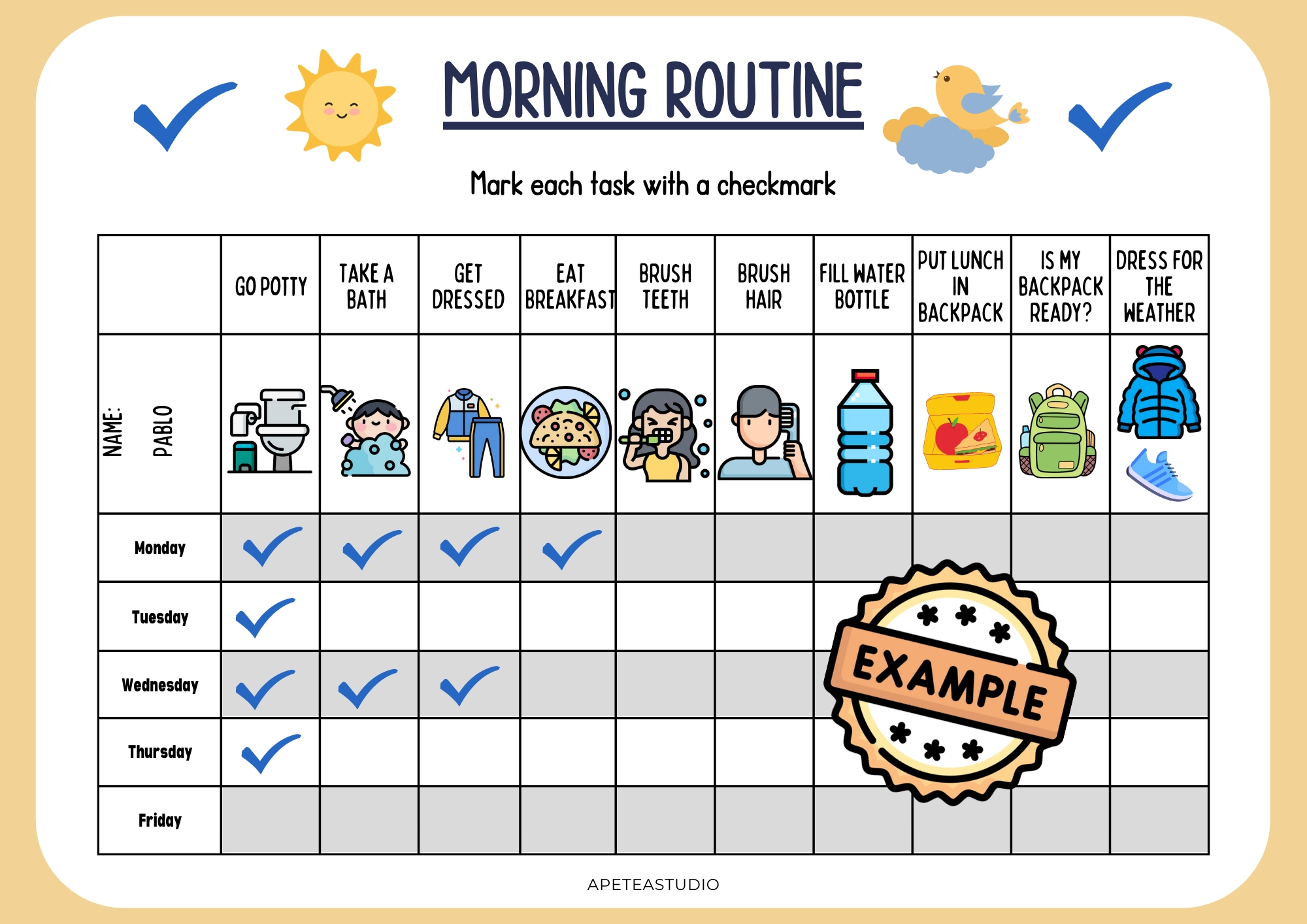 FREE Daily Routine Worksheet For Toddlers And Kids