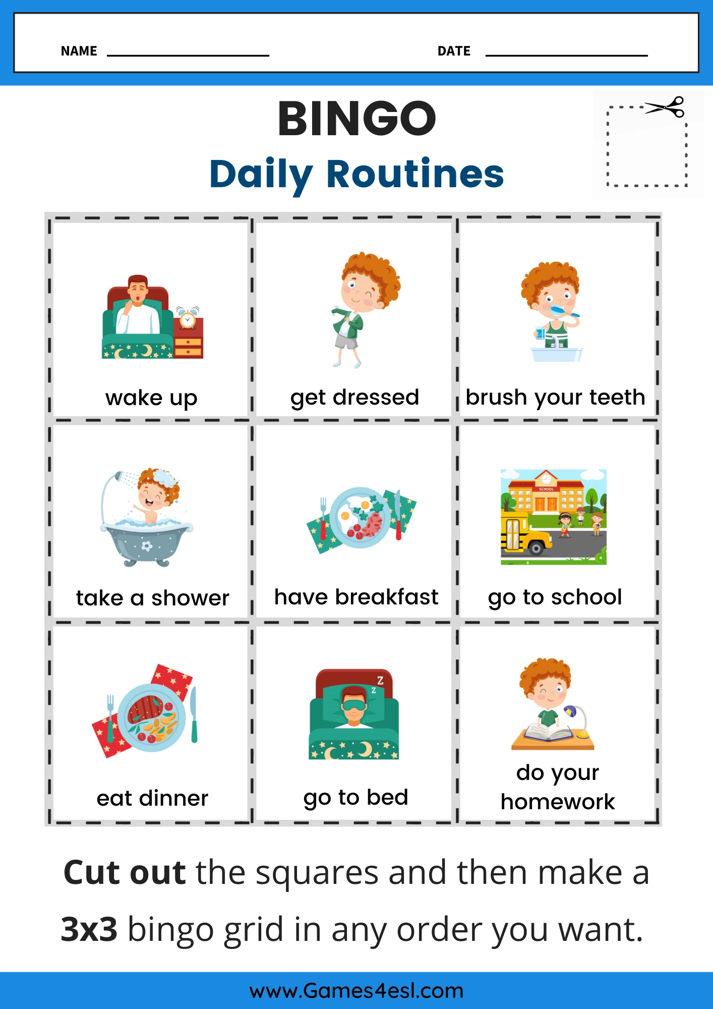 Daily Routines Printable Worksheets