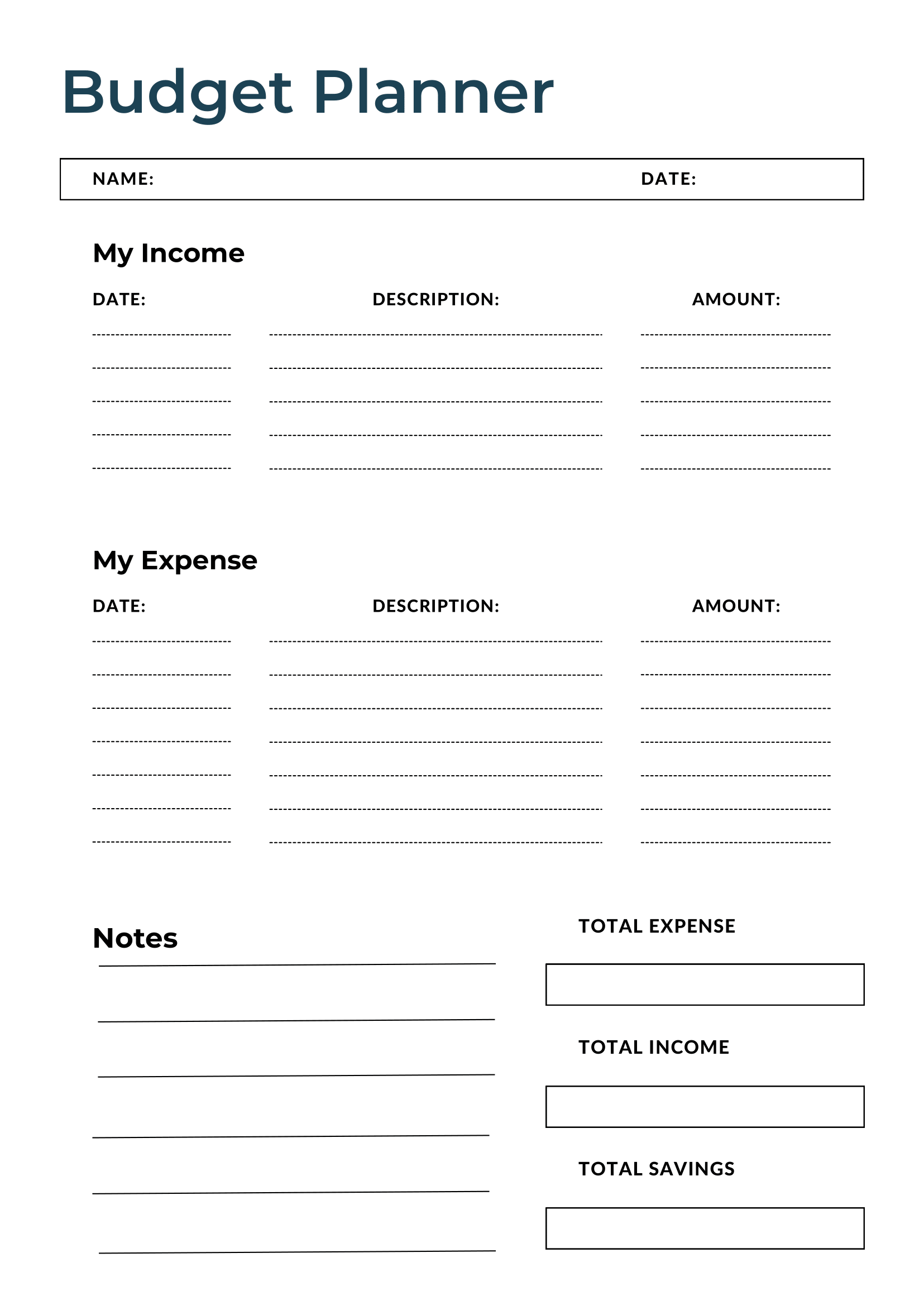 Free Budget Sheets Printable