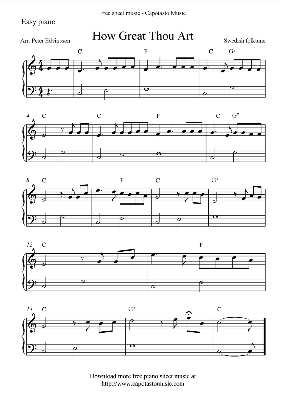 Free Easy Piano Sheet Music How Great Thou Art Worksheets Library