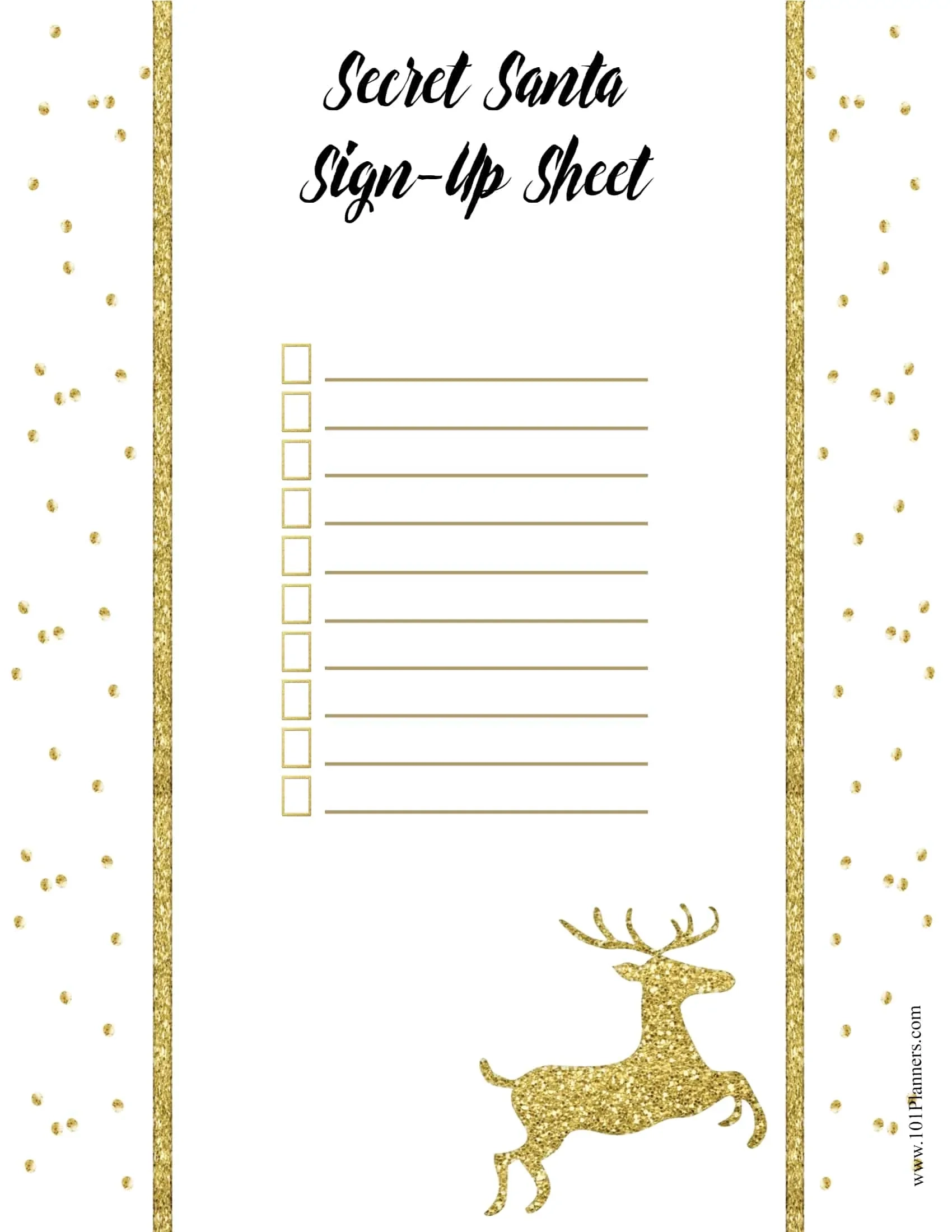 Secret Santa Printable Sign Up Sheet