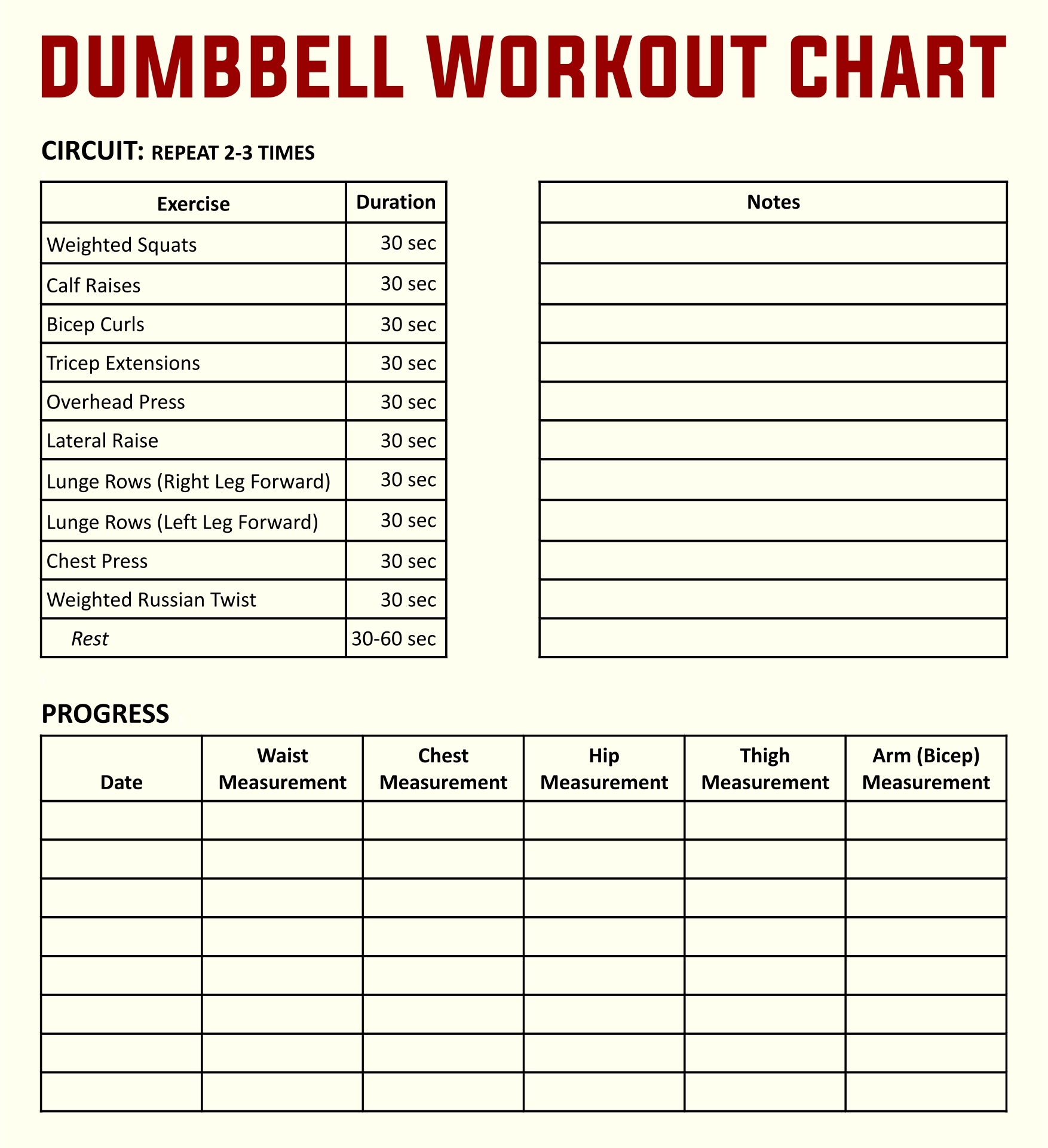 Free Fitness Charts Printable Exercise Routines U0026 Workouts To Worksheets Library