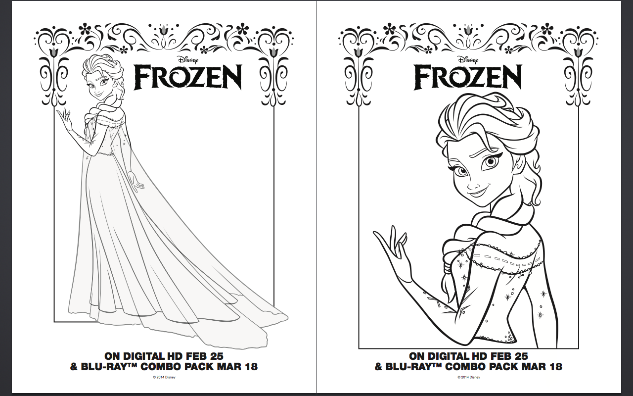 Frozen Printable Colouring Sheets