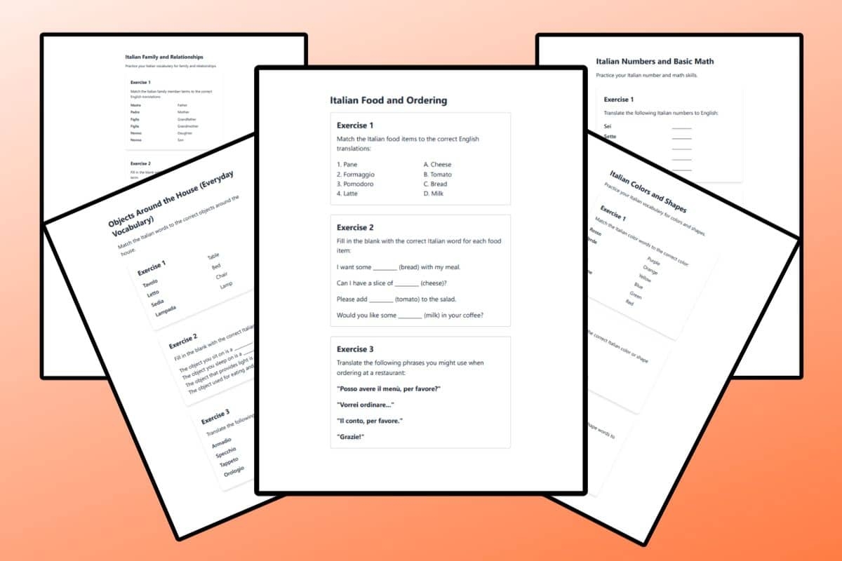 Free Italian Worksheets For Beginners With Answers Free Italian Worksheets For Beginners With Answers