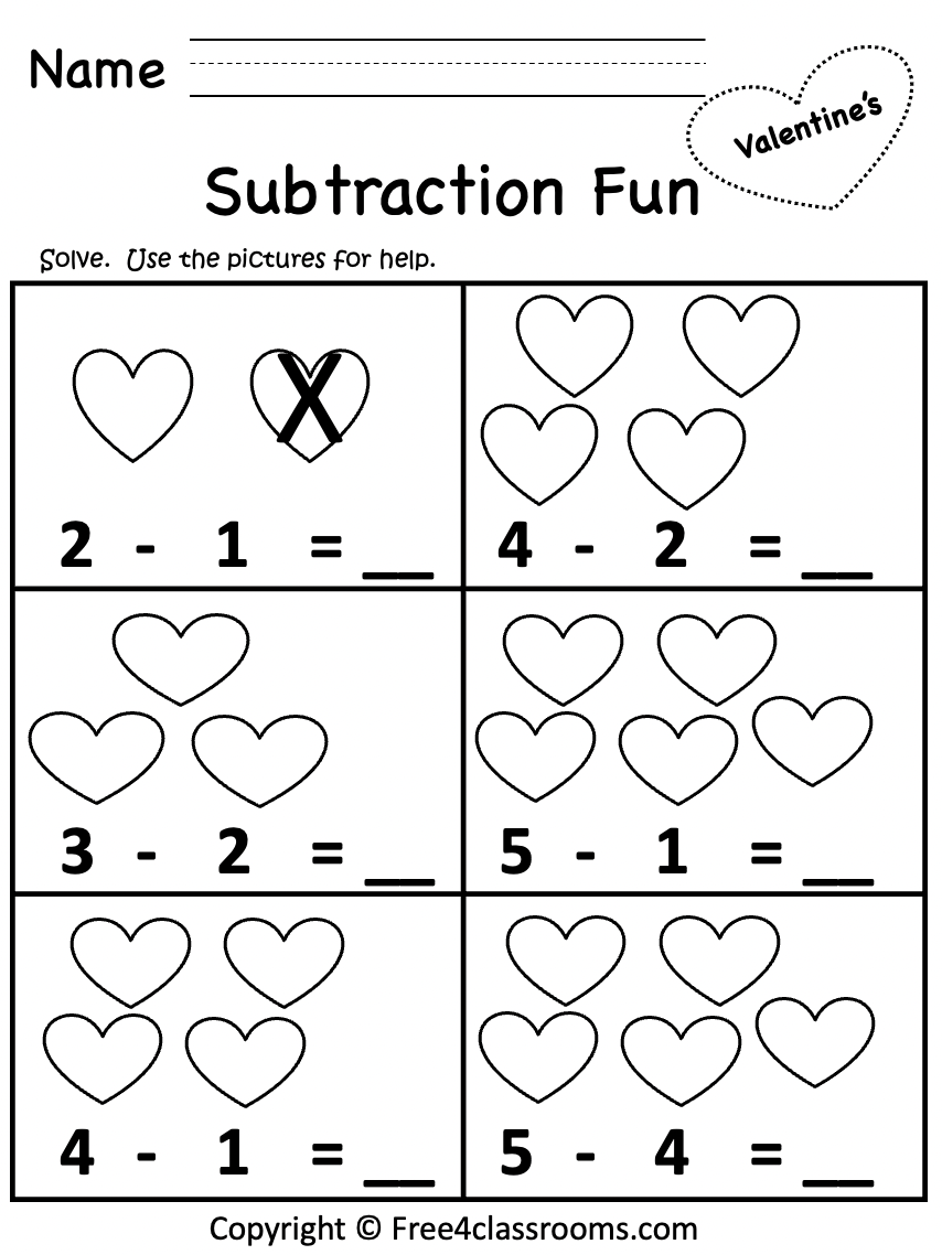 Free Printable Kindergarten Subtraction Worksheets