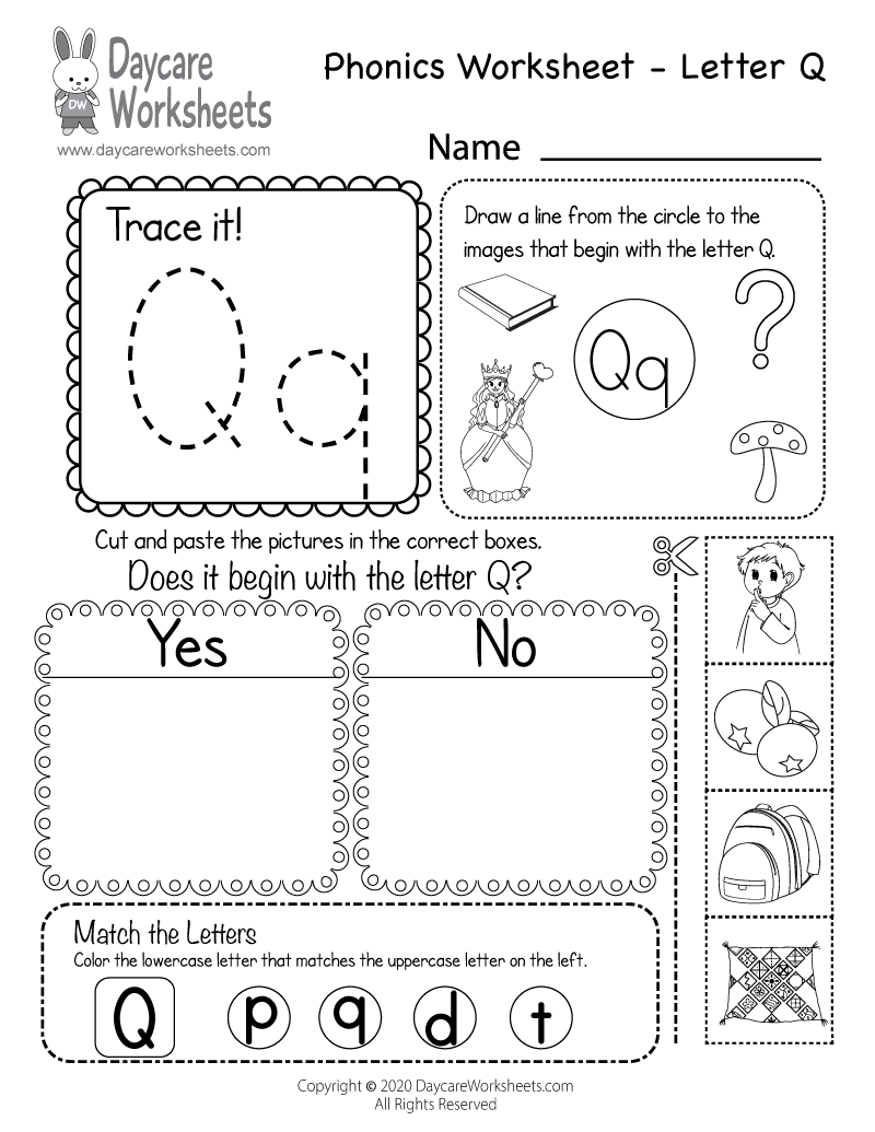 Free Letter Q Phonics Worksheet For Preschool Beginning Sounds Free Letter Q Phonics Worksheet For Preschool Beginning Sounds