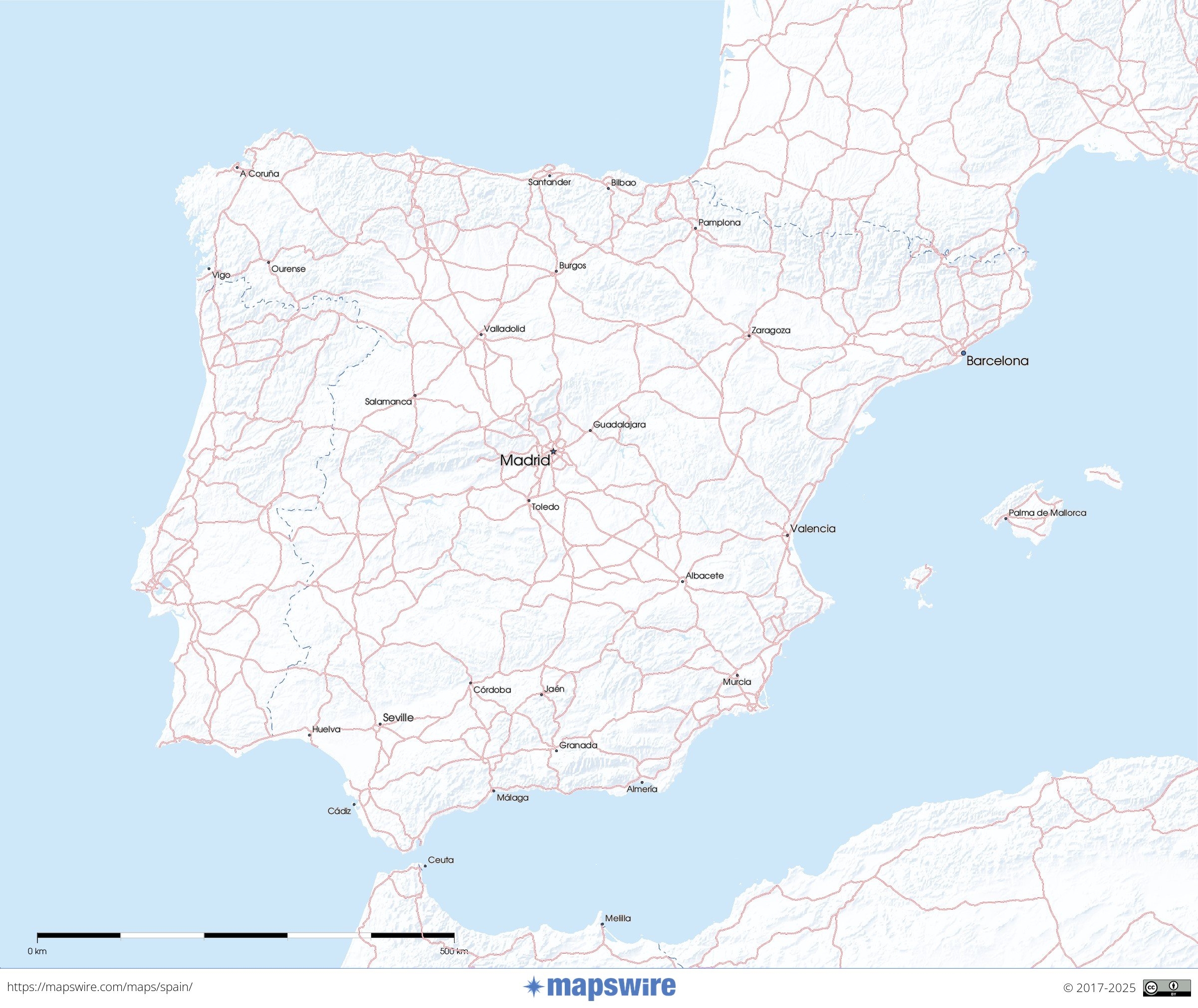 Free Maps Of Spain Mapswire