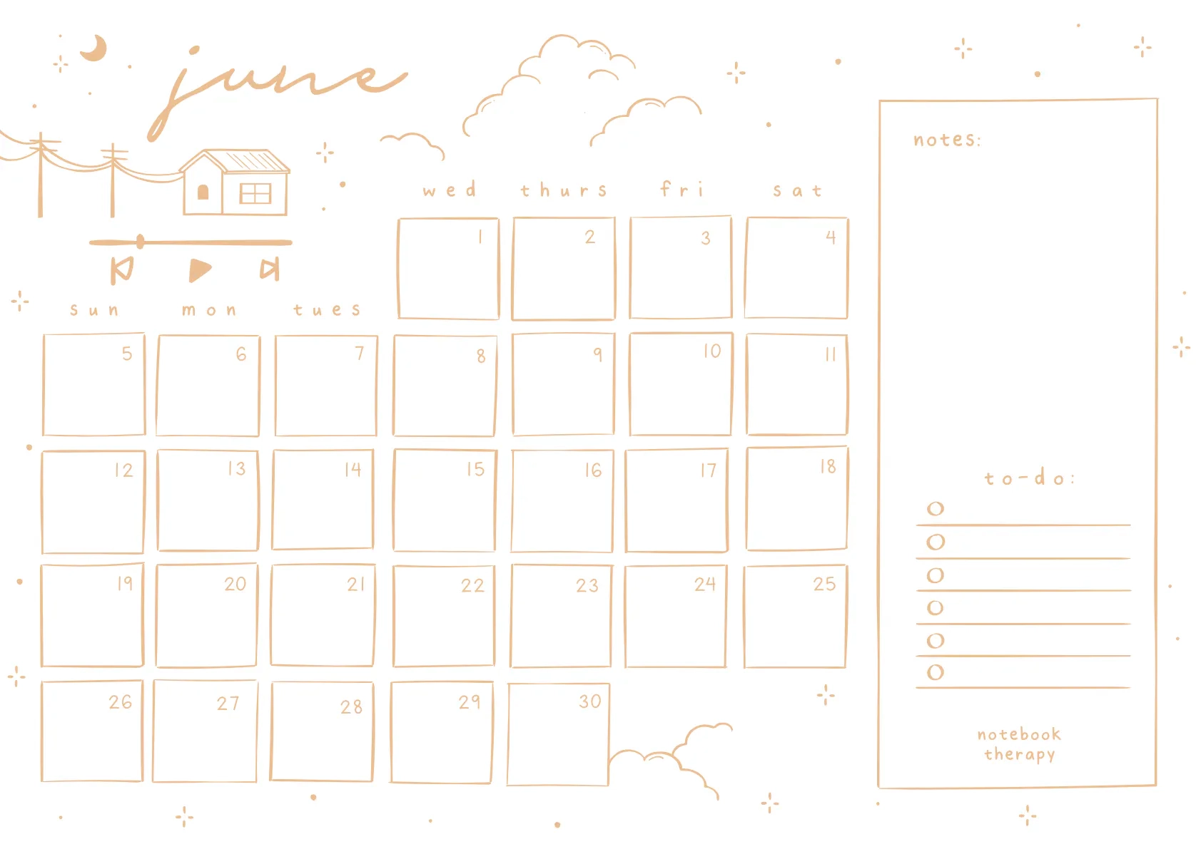 Free Monthly Calendar Printable NotebookTherapy Free Monthly Calendar Printable NotebookTherapy