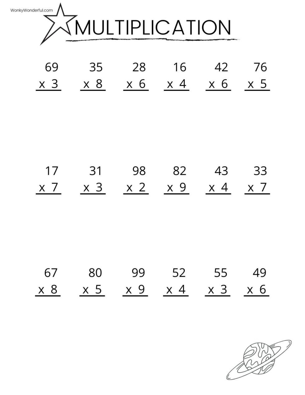 Free Multiplication Worksheet Templates To Use And Print Canva Worksheets Library