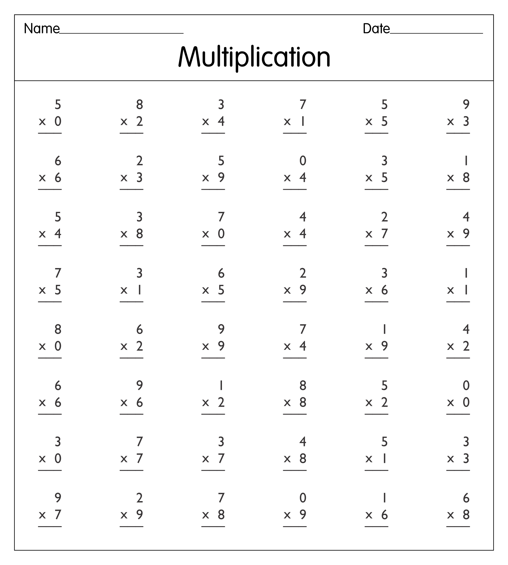 Free Multiplication Worksheets Multiplication Worksheets Library