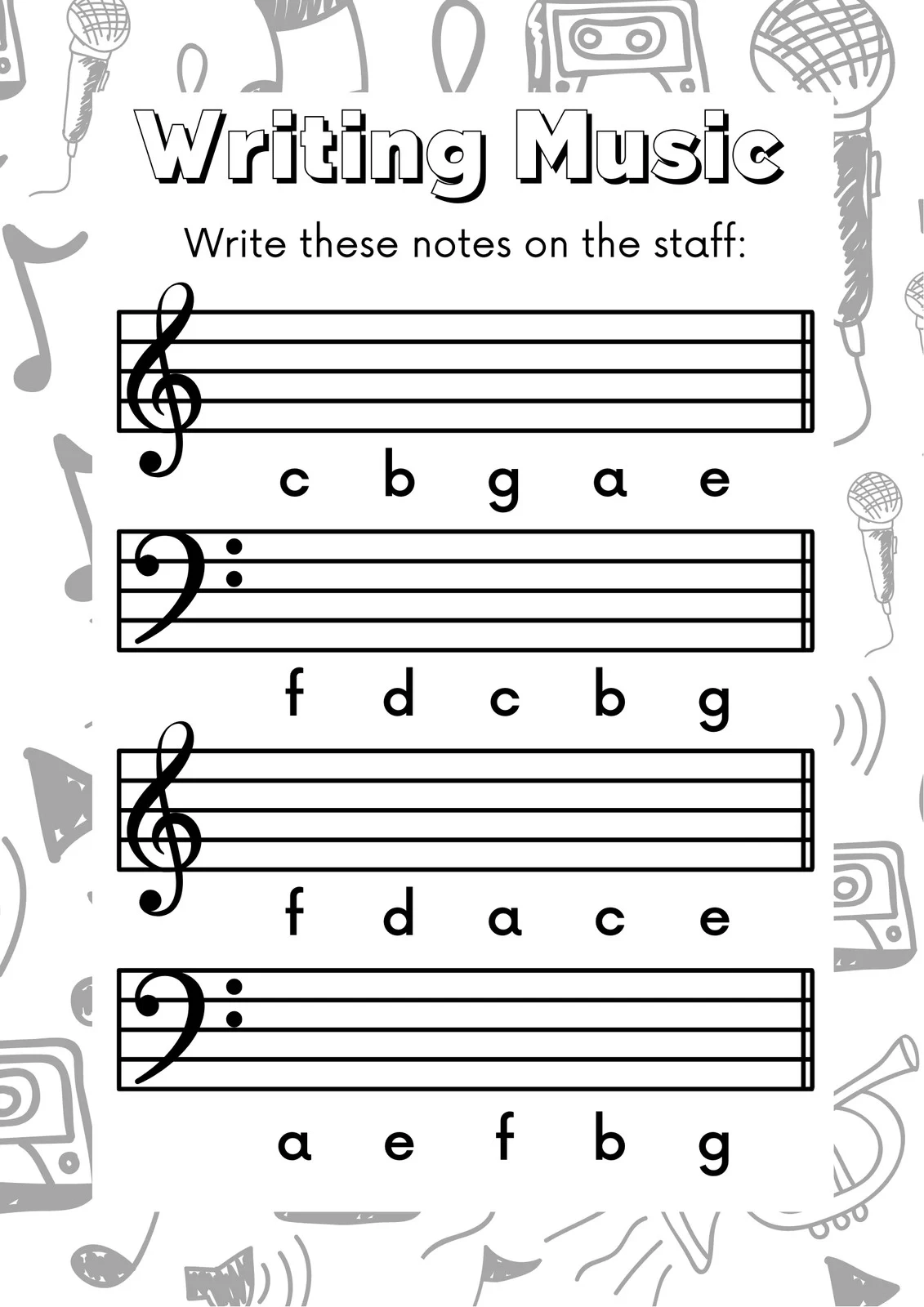 Music Writing Sheets Printable Music Writing Sheets Printable