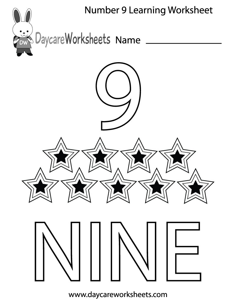 Free Preschool Number Nine Learning Worksheet Free Preschool Number Nine Learning Worksheet