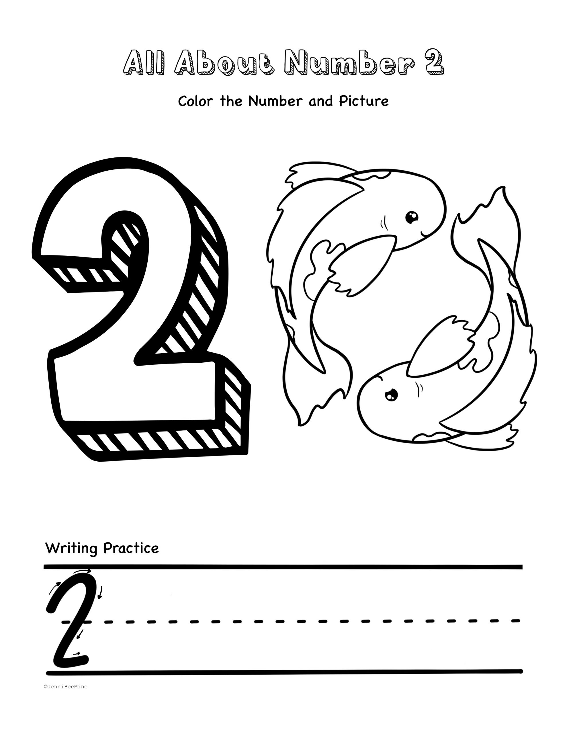 Free Preschool Printables Number 2 Jennibeemine