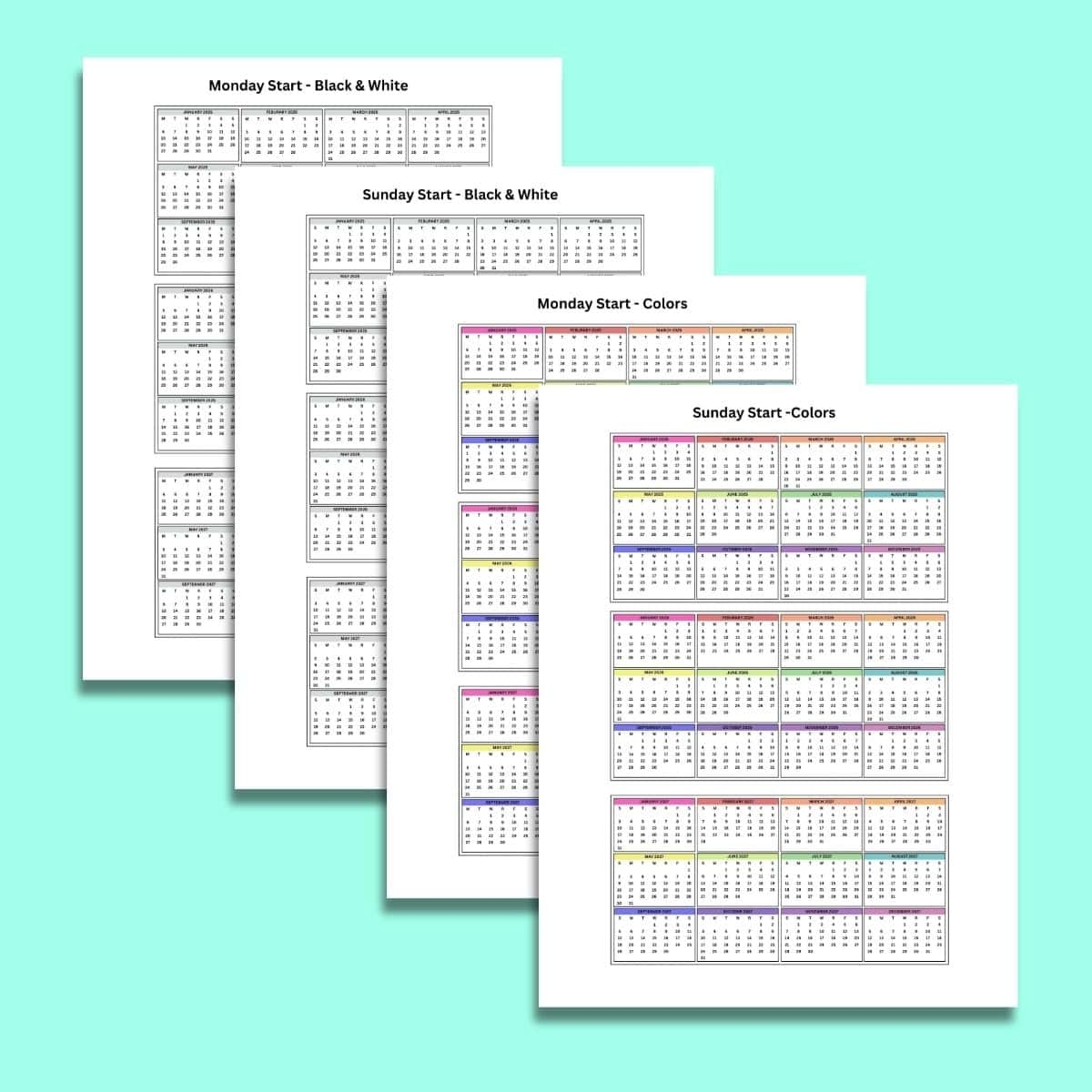Printable Checkbook Size Calendar