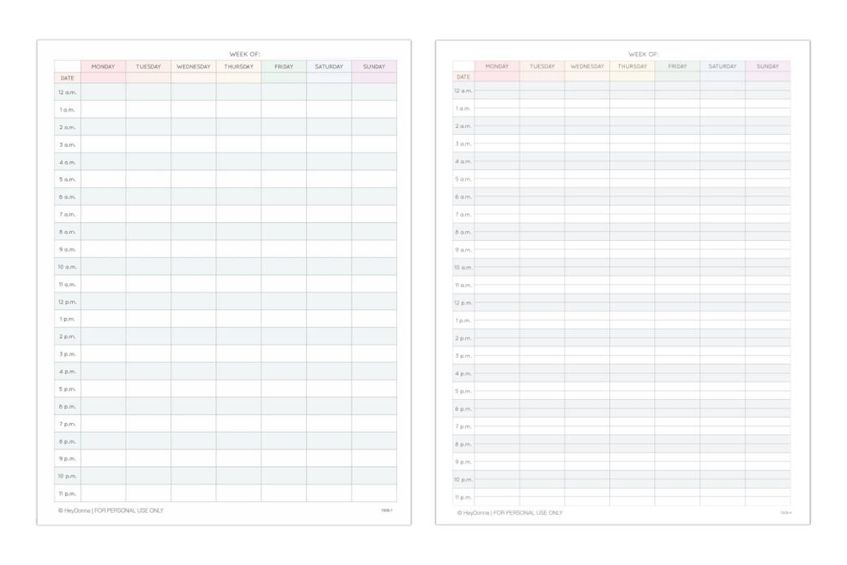 Free Printable 24 Hour Weekly Calendar Template To Print Free Printable 24 Hour Weekly Calendar Template To Print