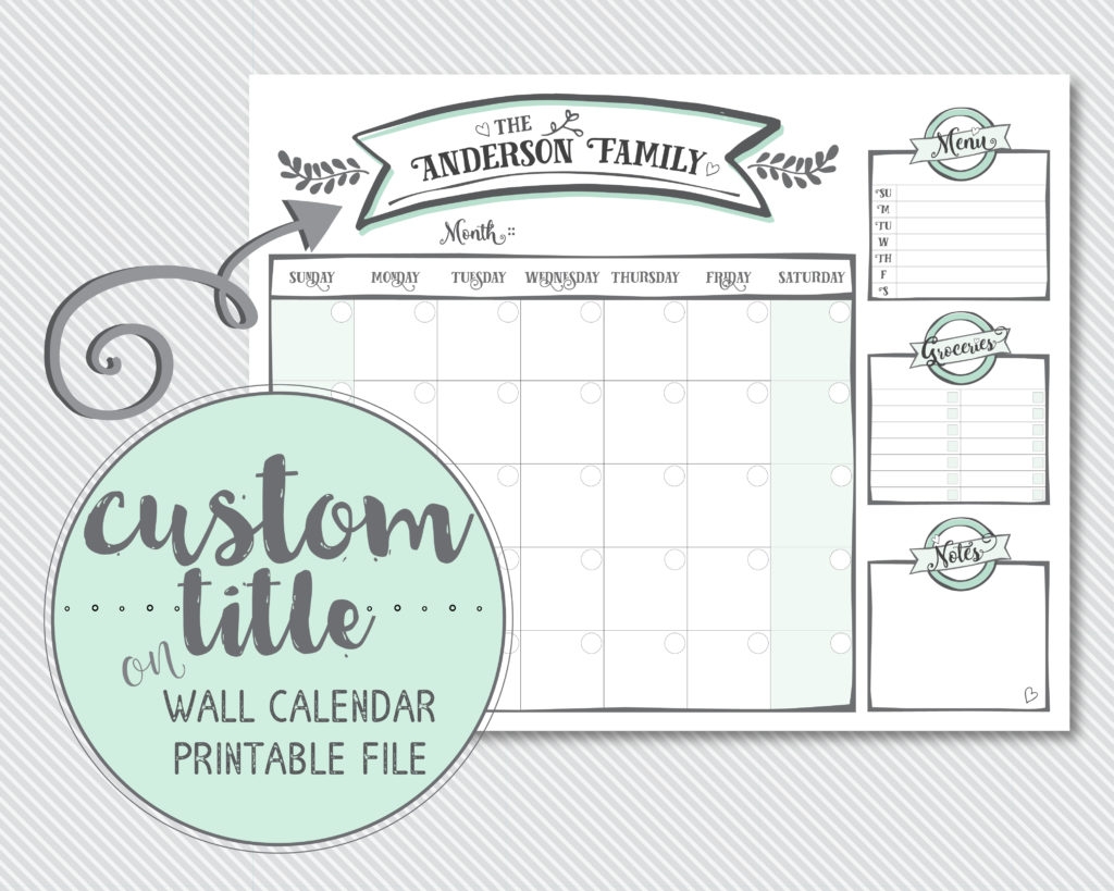Printable Family Calendar Monthly