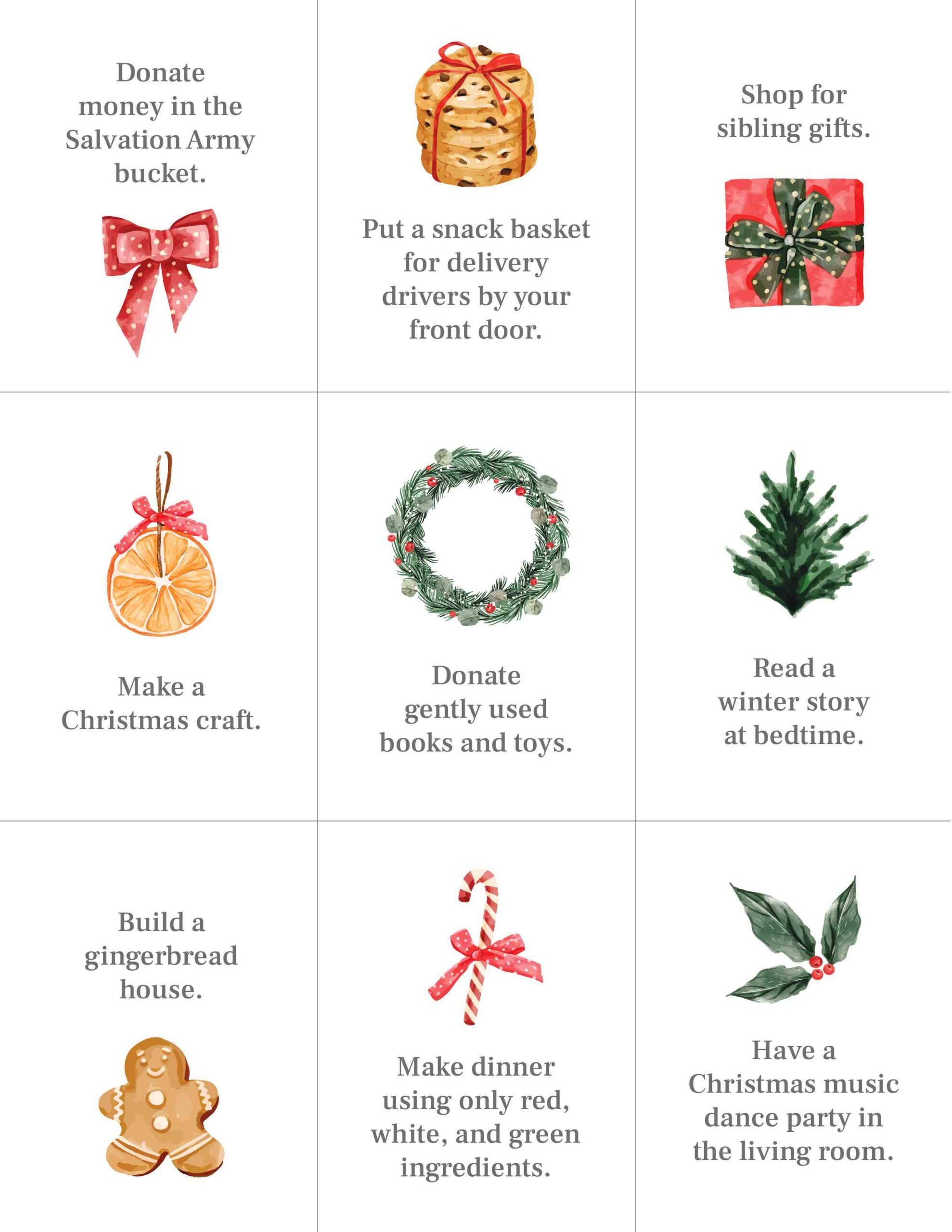 Printable Advent Calendar Activity Cards