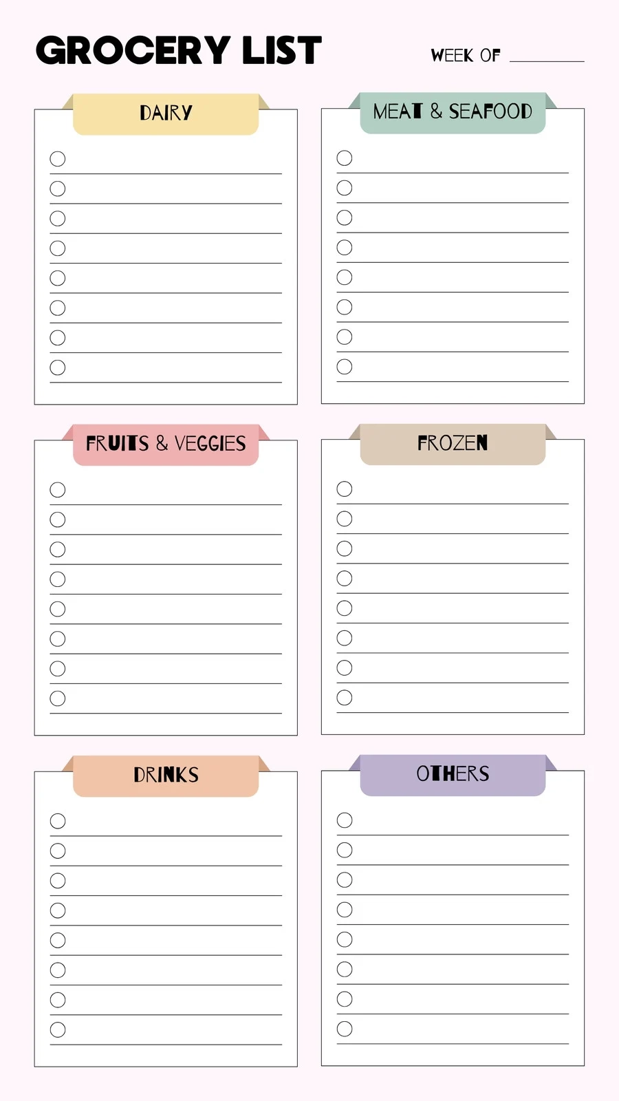 Printable Shopping List Worksheet