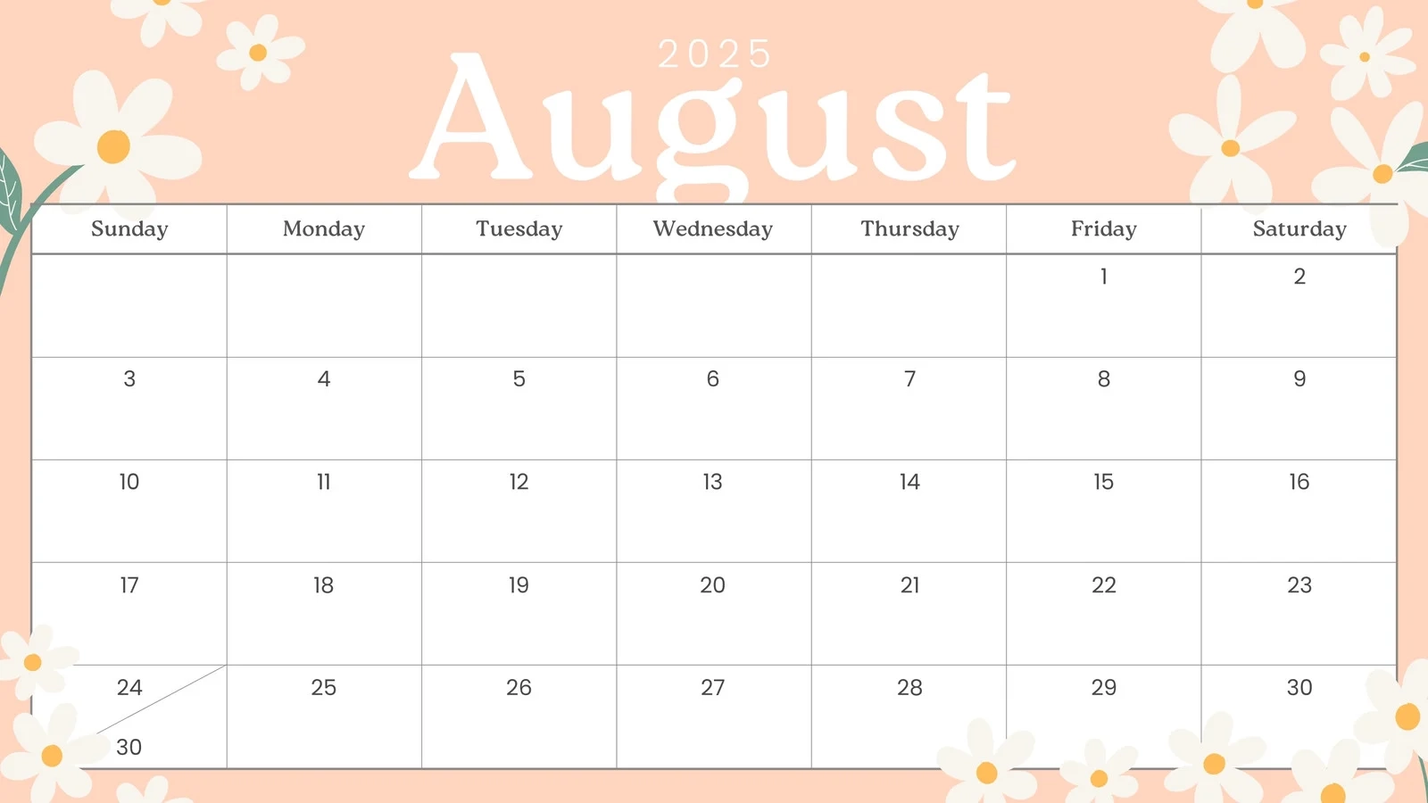 Free Printable August 2026 Calendar Templates Canva