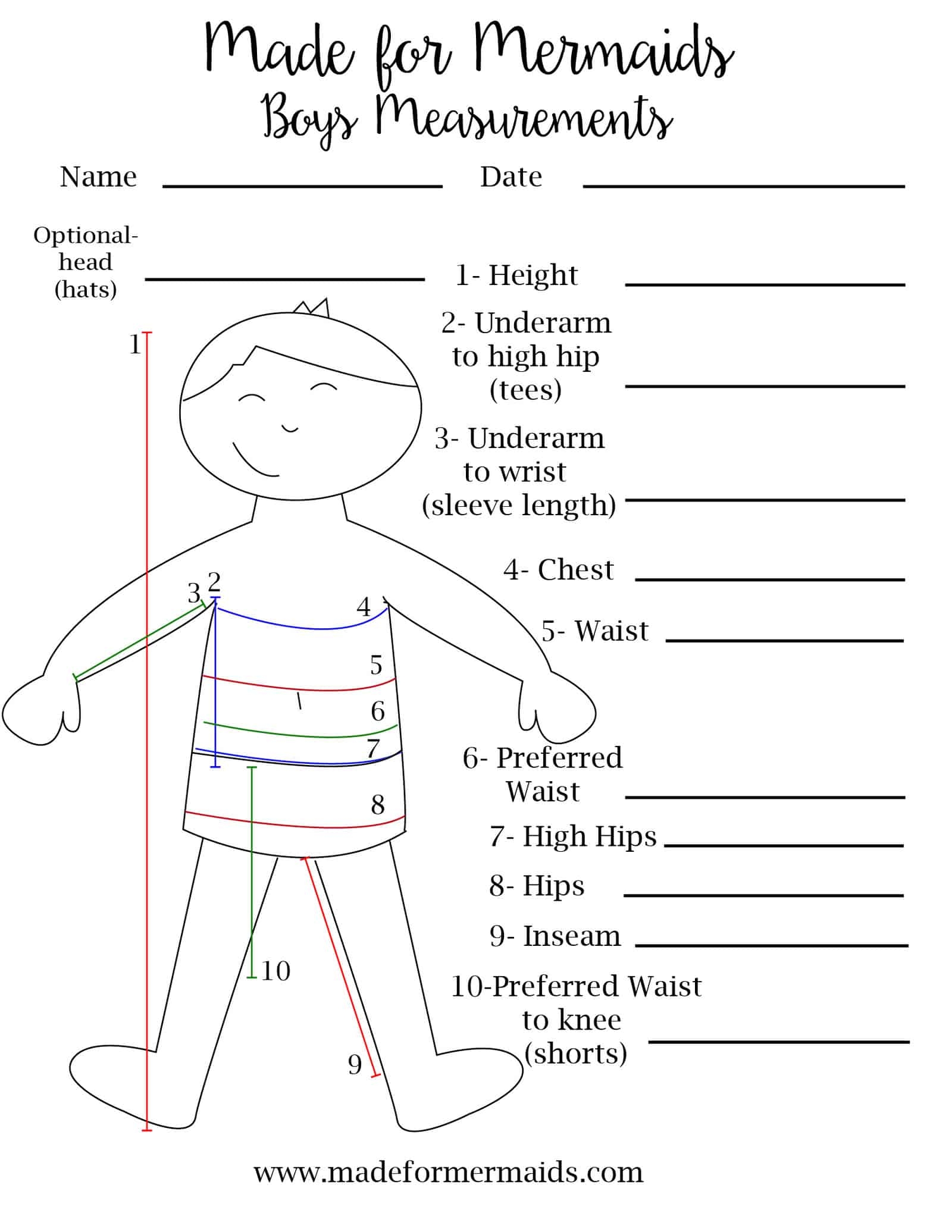 Body Measurement Chart Female Printable