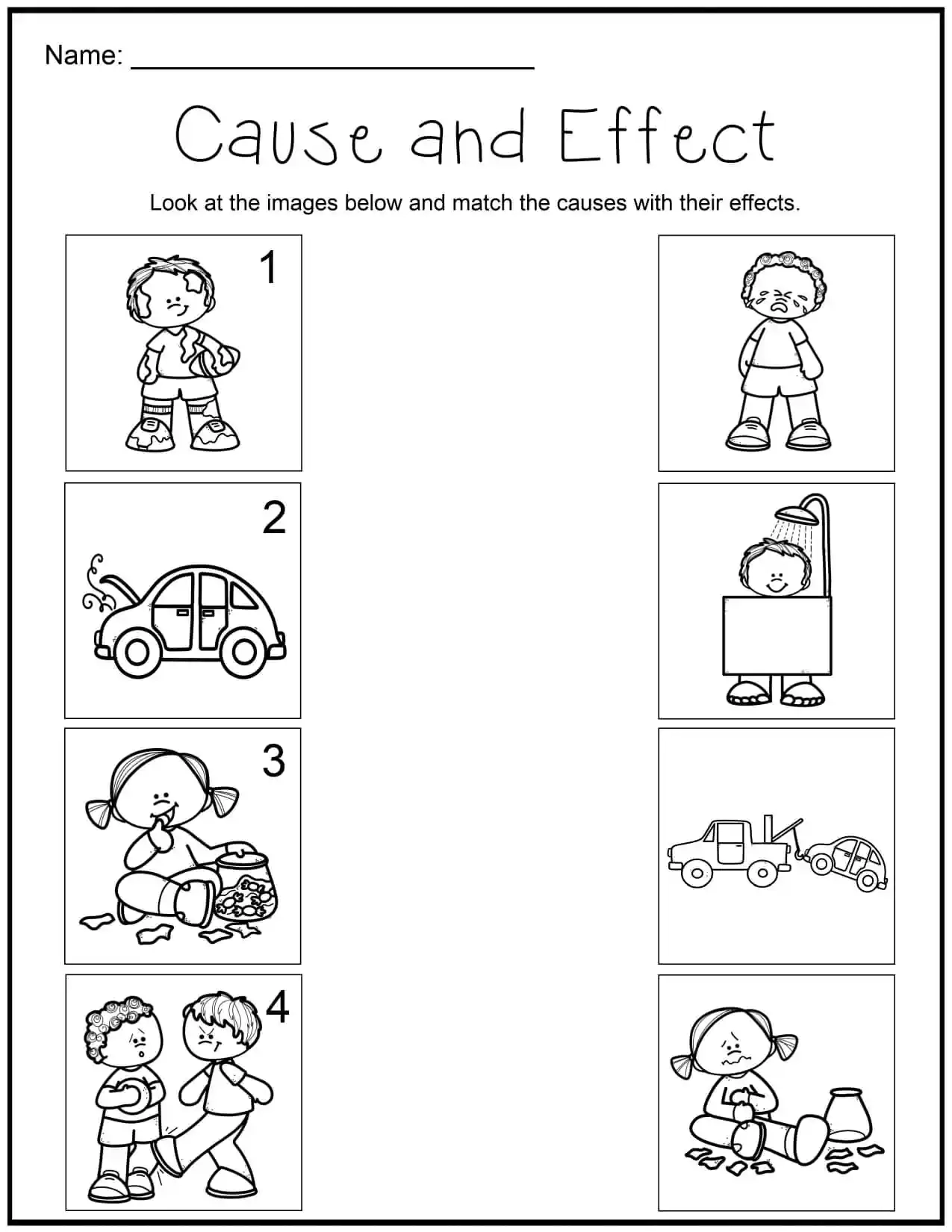 Free Printable Cause And Effect Worksheet In The Playroom