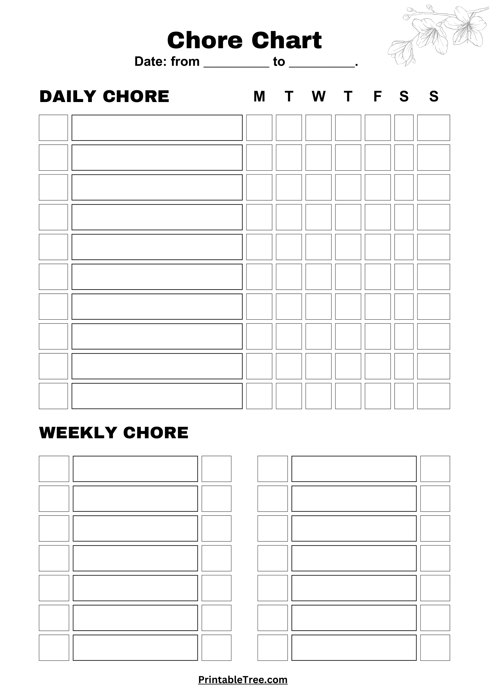 Chore Chart Printable Pdf