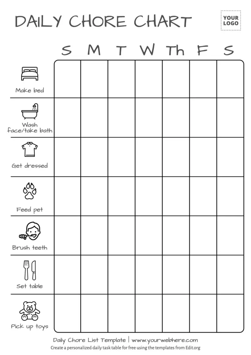 Chore Chart Free Printable