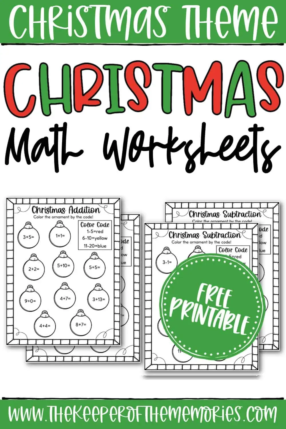 Free Printable Christmas Math Worksheets The Keeper Of The Memories
