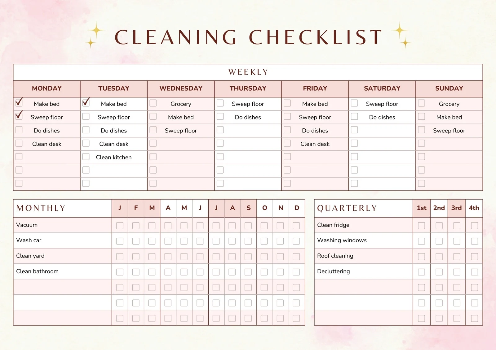 Free Printable Cleaning Checklist Templates Canva