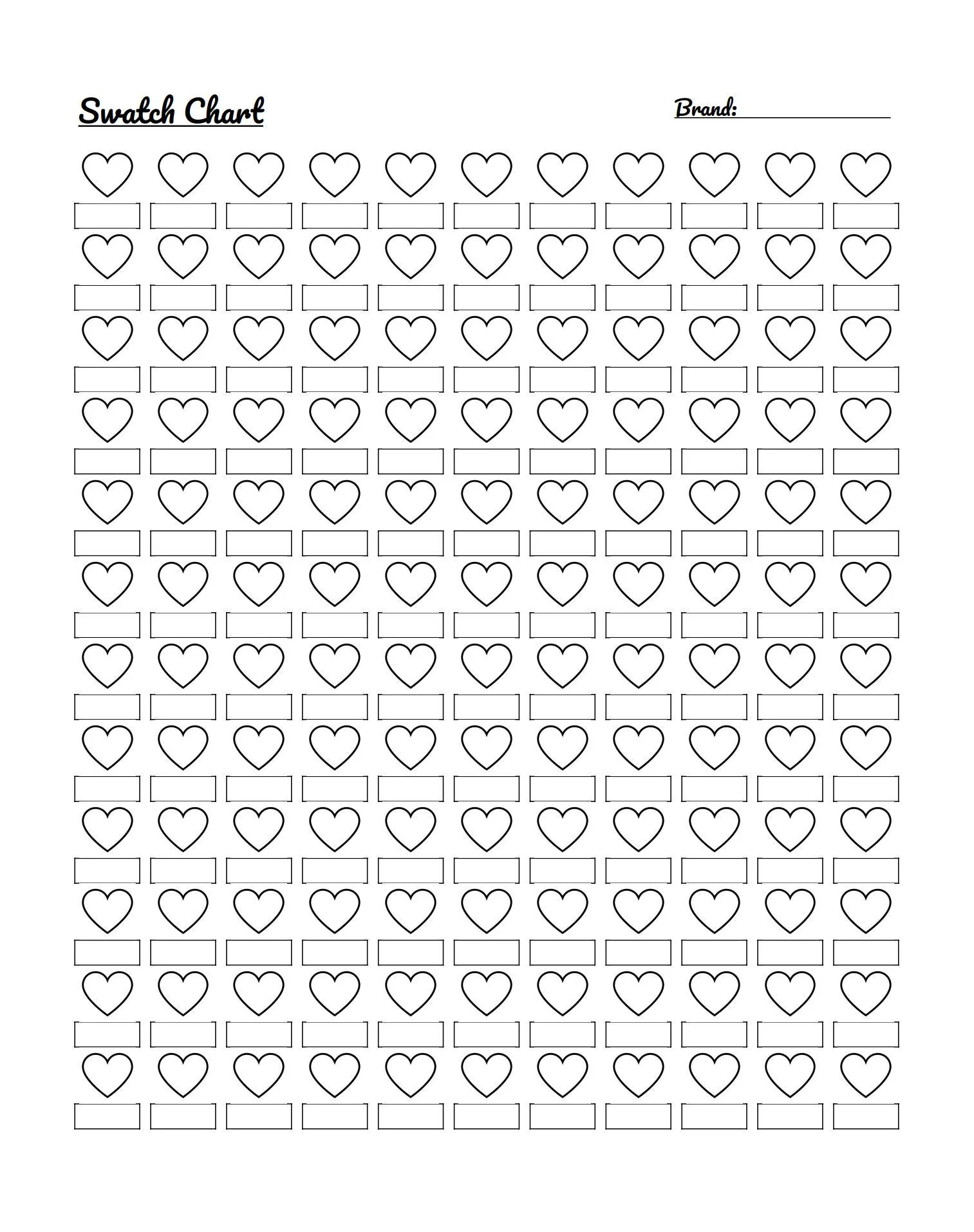 Color Swatch Chart Printable