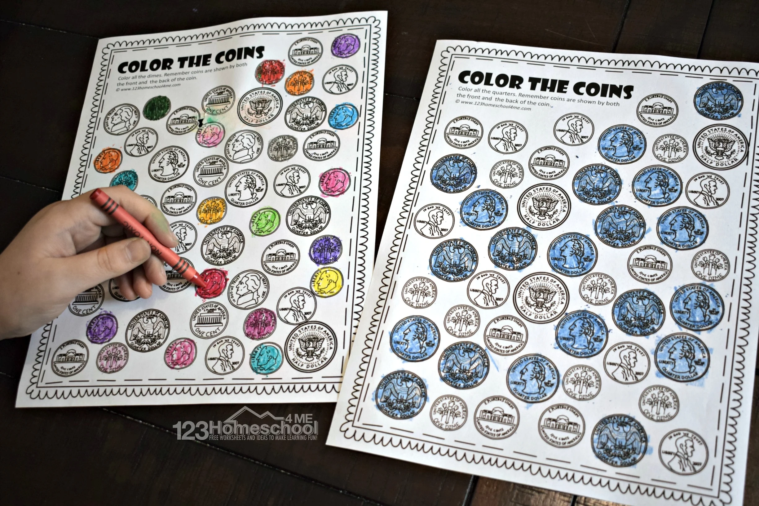 FREE Printable Color The Coin Money Worksheets FREE Printable Color The Coin Money Worksheets