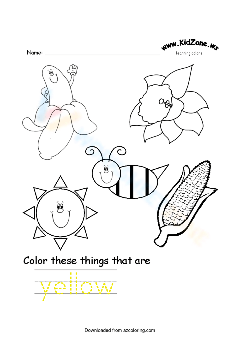 Free Printable Color Yellow Worksheets For Kids Worksheets Library