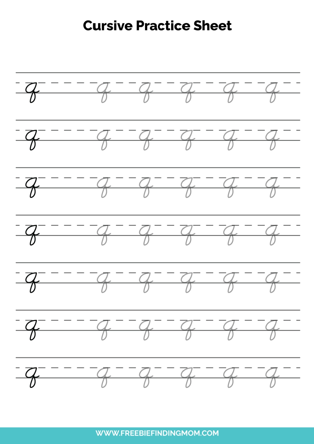 Free Printable Cursive Alphabet Practice Sheets Lowercase Q