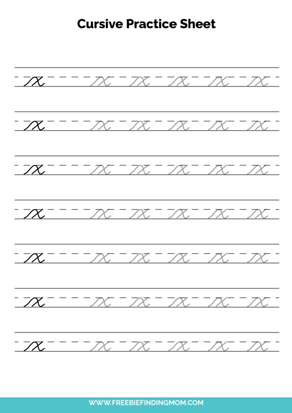 Free Printable Cursive Alphabet Practice Sheets Lowercase X